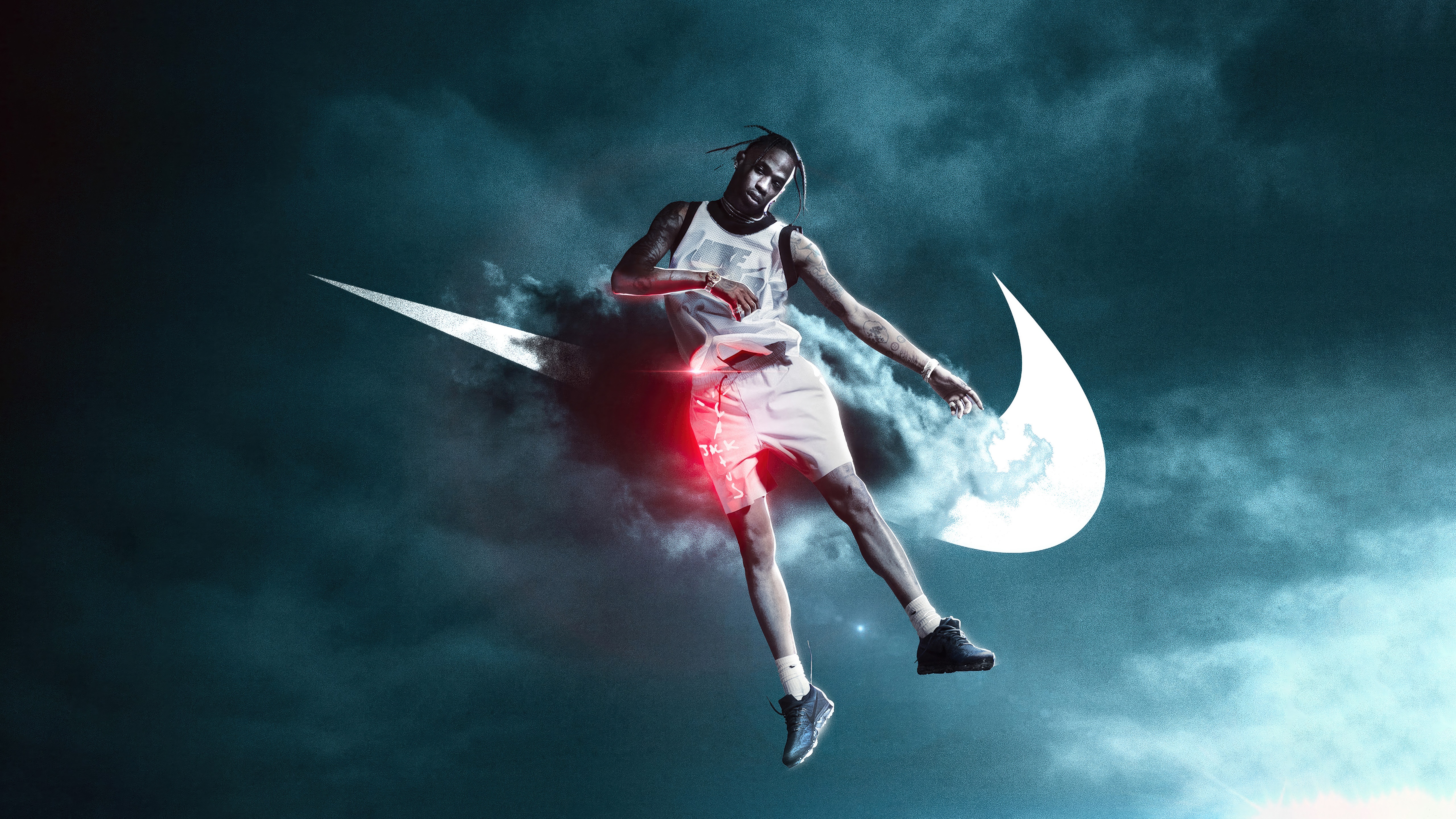 Travis Scott and Nike Swoosh HD Wallpaper