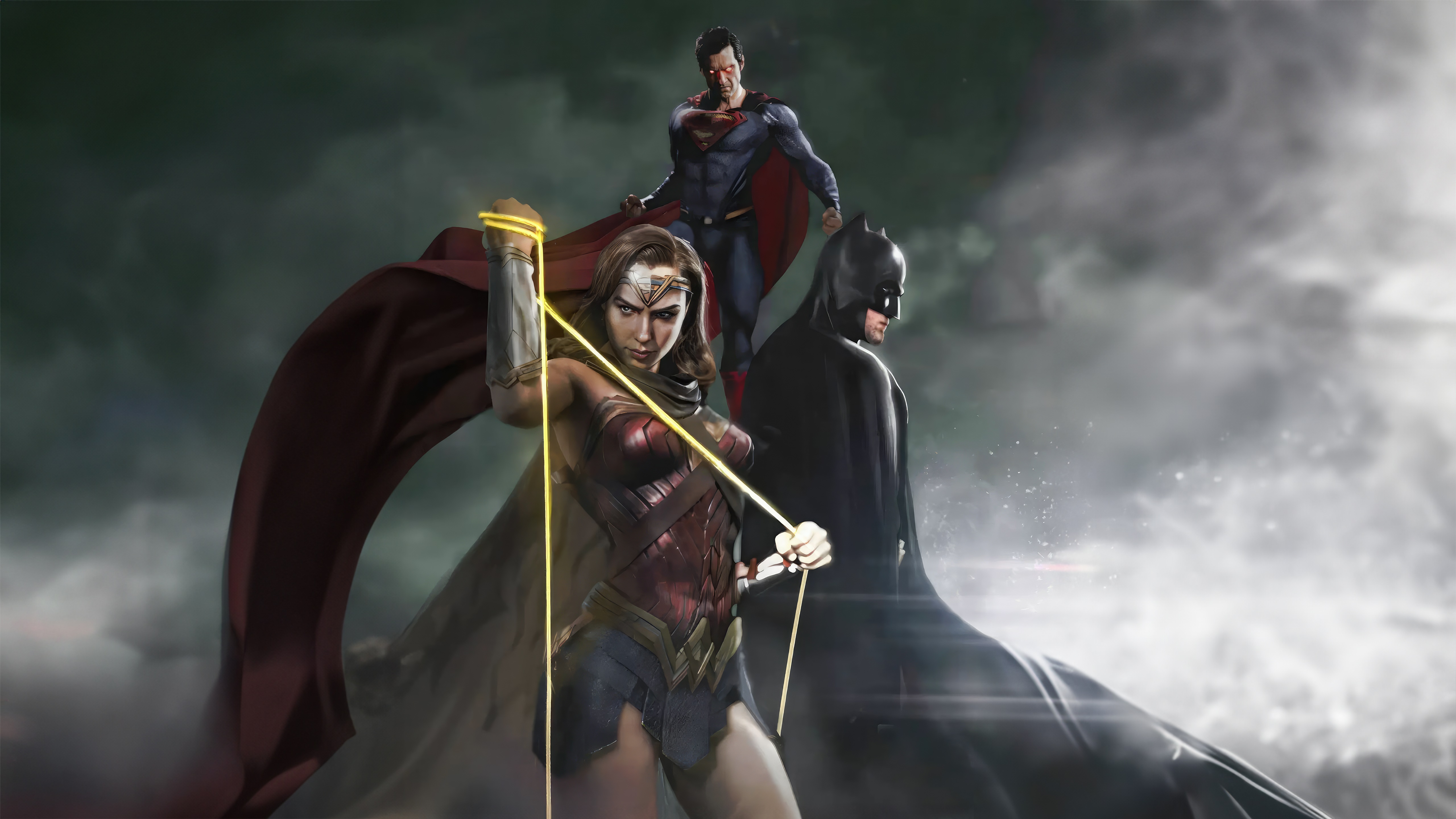 Wonder Woman, Superman, and Batman Artwork 4K HD Wallpaper