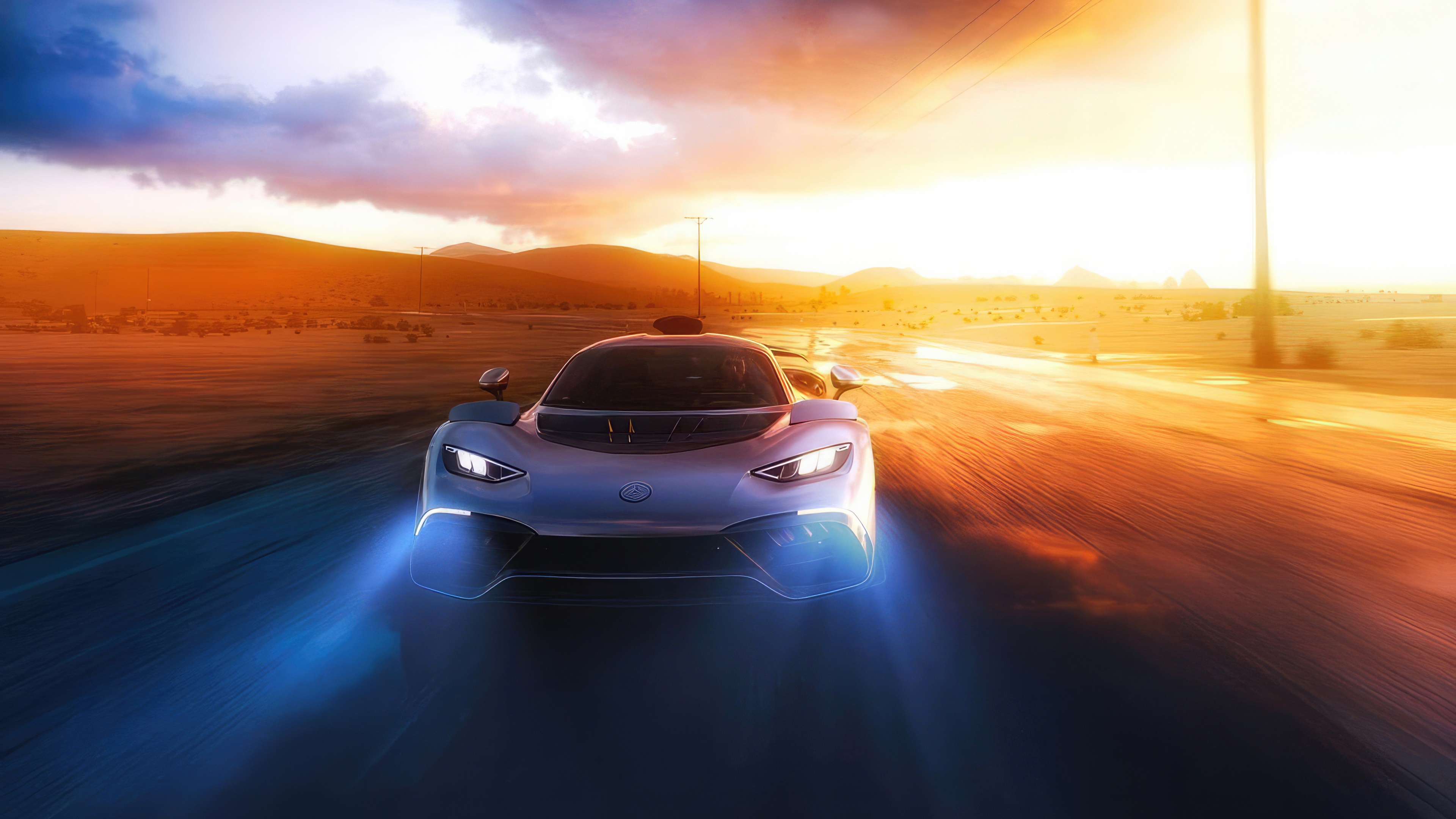 Mercedes-AMG ONE driving at sunset 4K HD Wallpaper