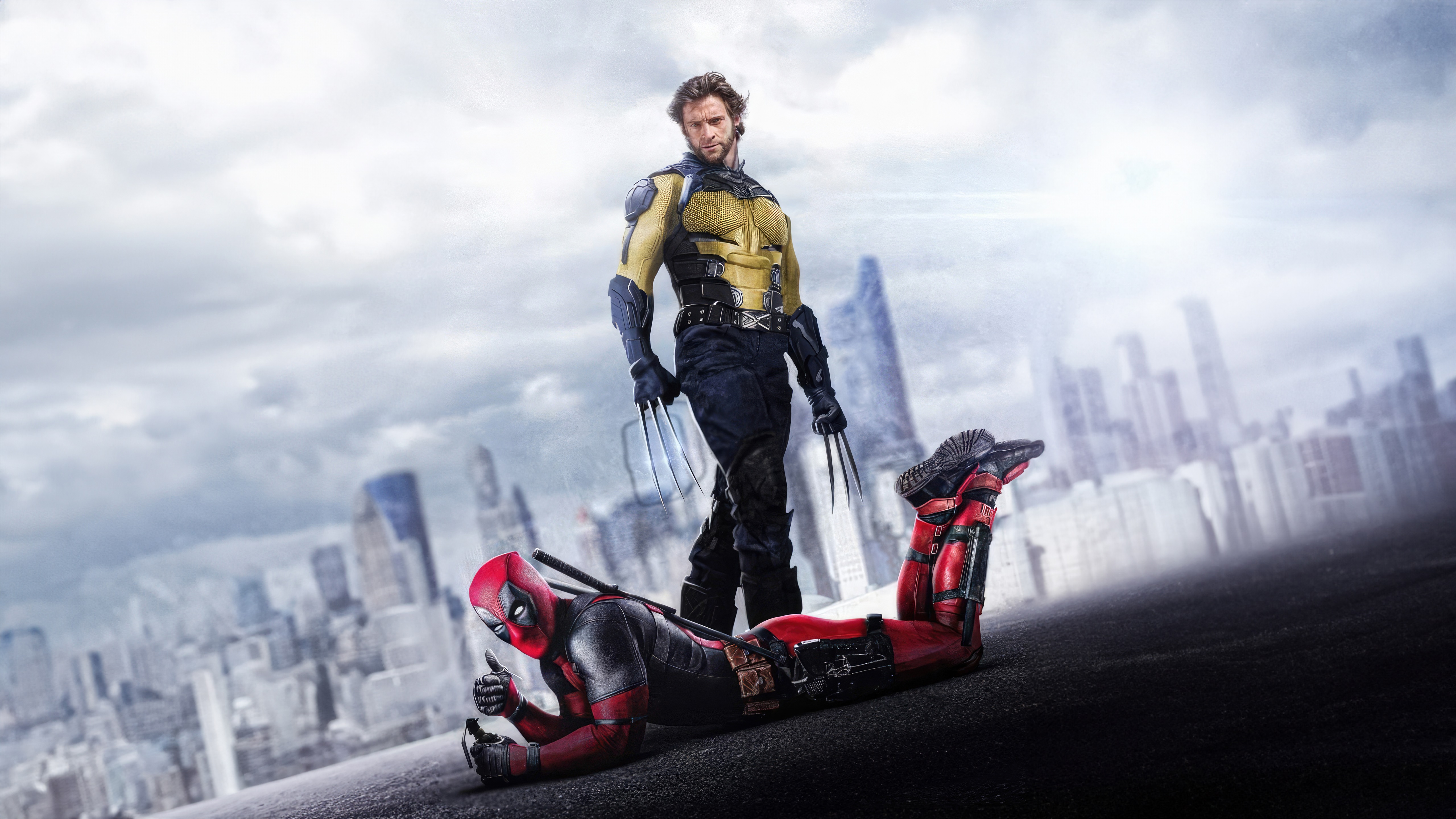 Deadpool and Wolverine in a City HD Wallpaper