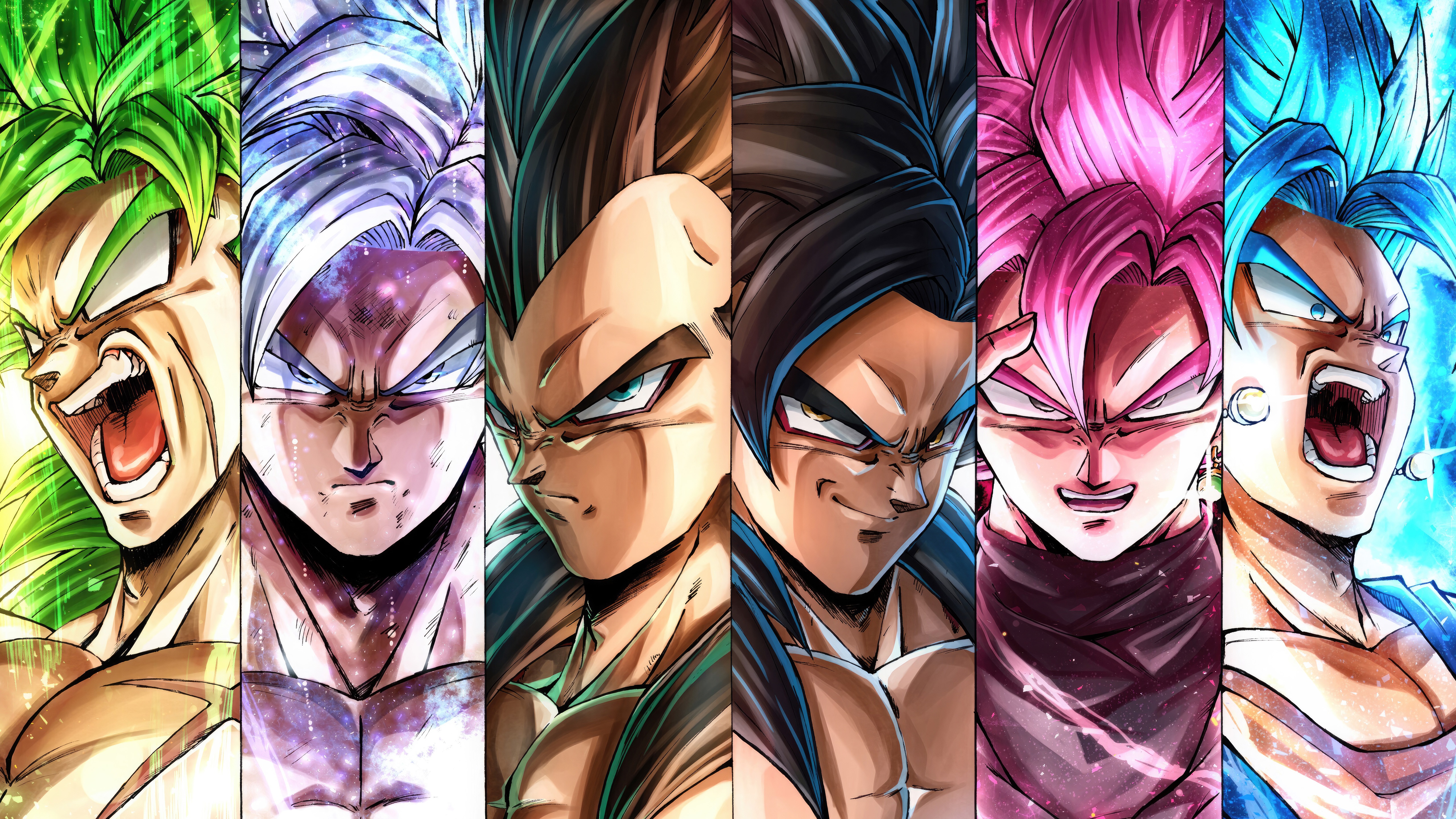 Dragon Ball Z: Broly, Vegeta, Goku, Vegito, Gogeta, and Goku Black HD Wallpaper