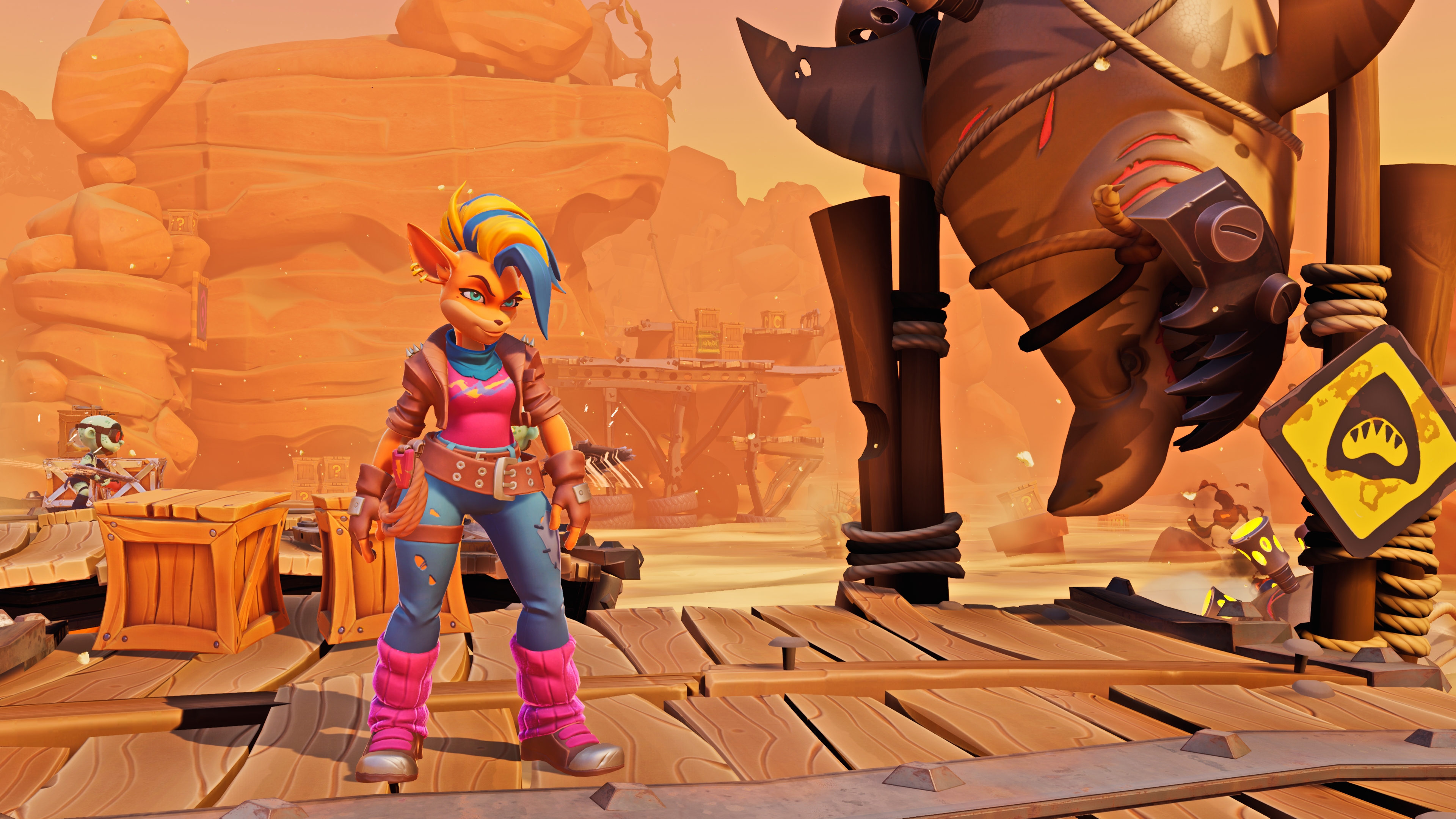 Tawna Bandicoot in a desert-themed game environment HD Wallpaper