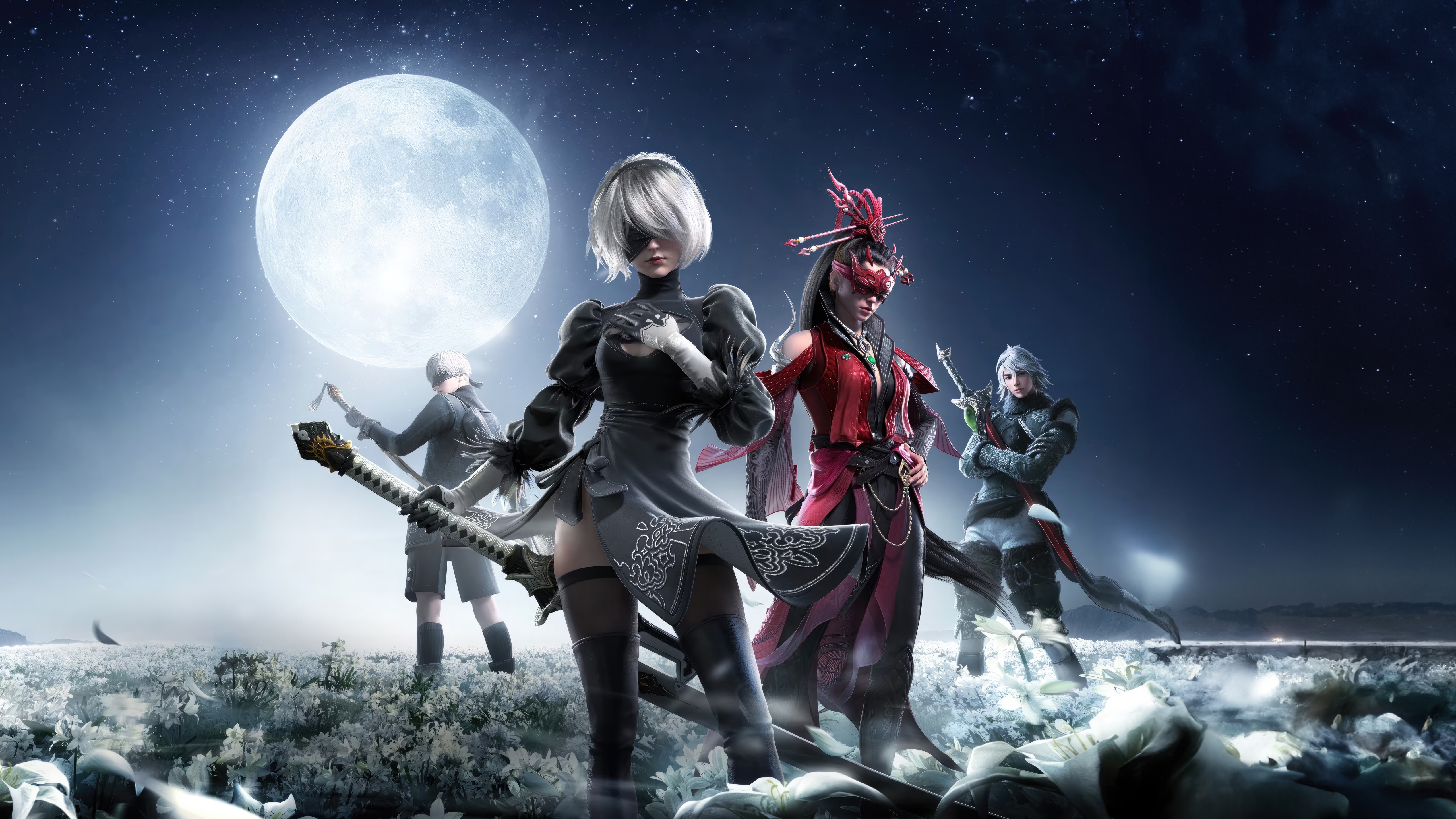 Naraka: Bladepoint x Nier Automata Crossover Characters HD Wallpaper