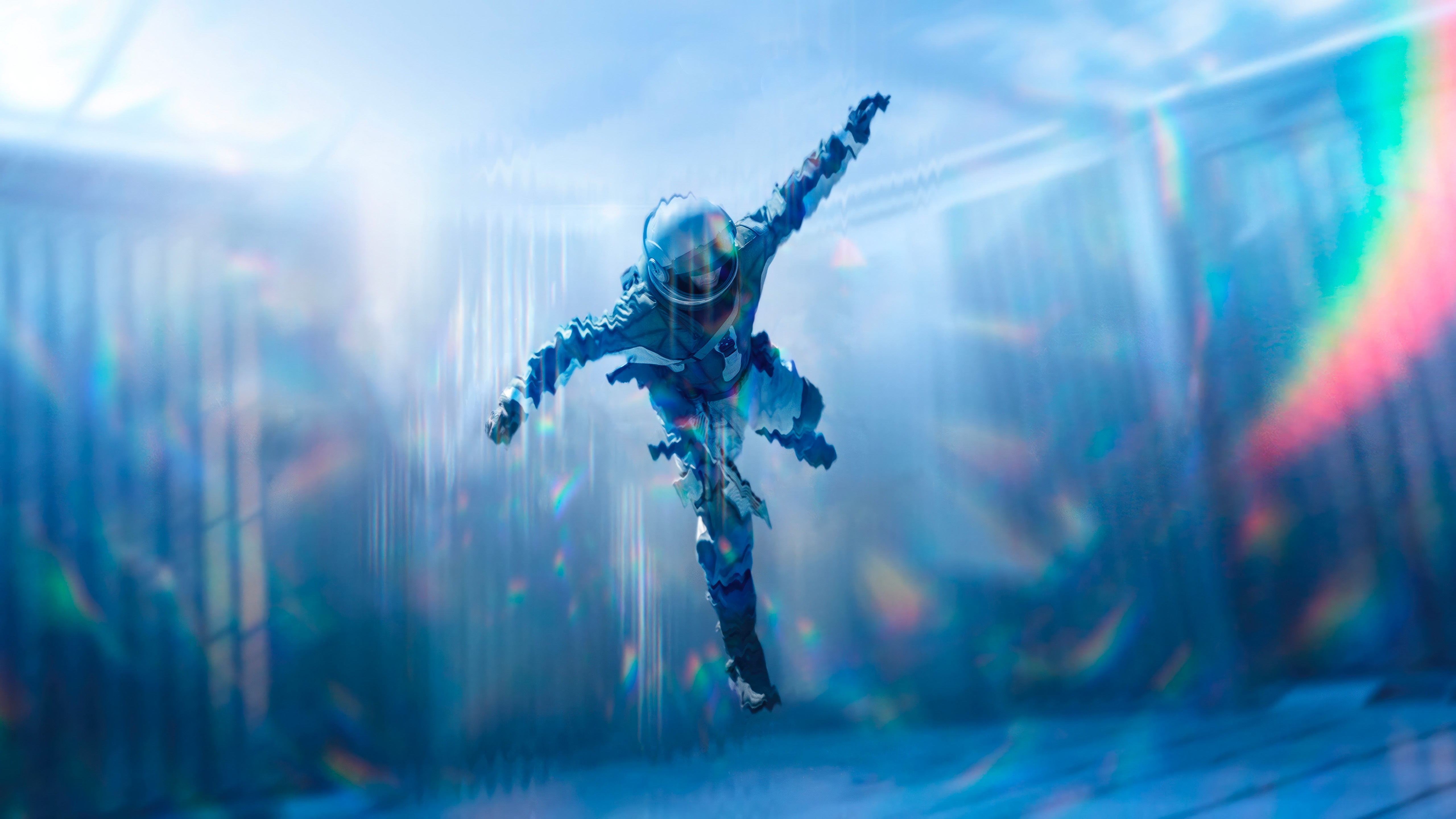 Astronaut in a futuristic environment HD Wallpaper