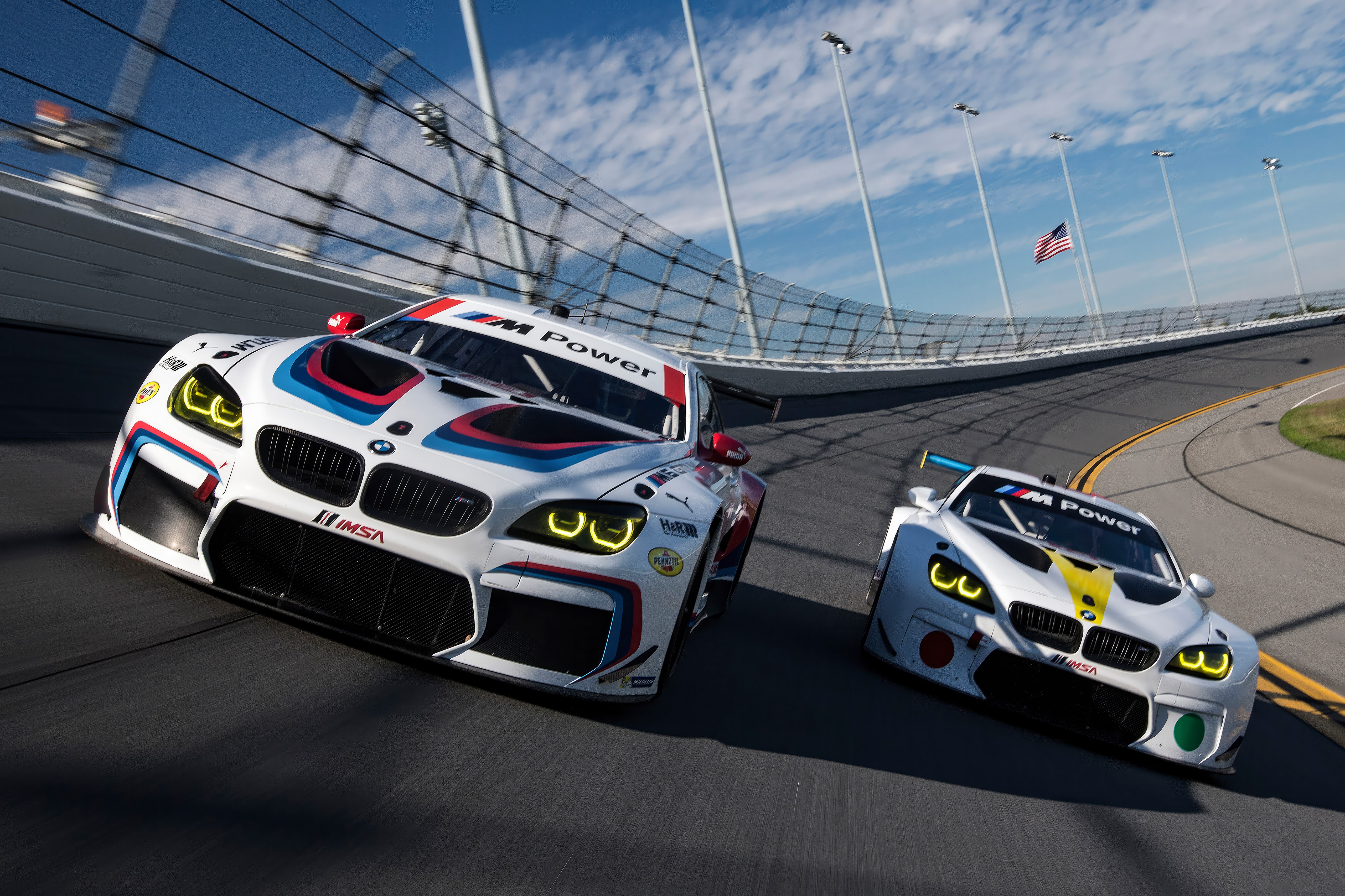 BMW M6 GT3 race cars on a track HD Wallpaper