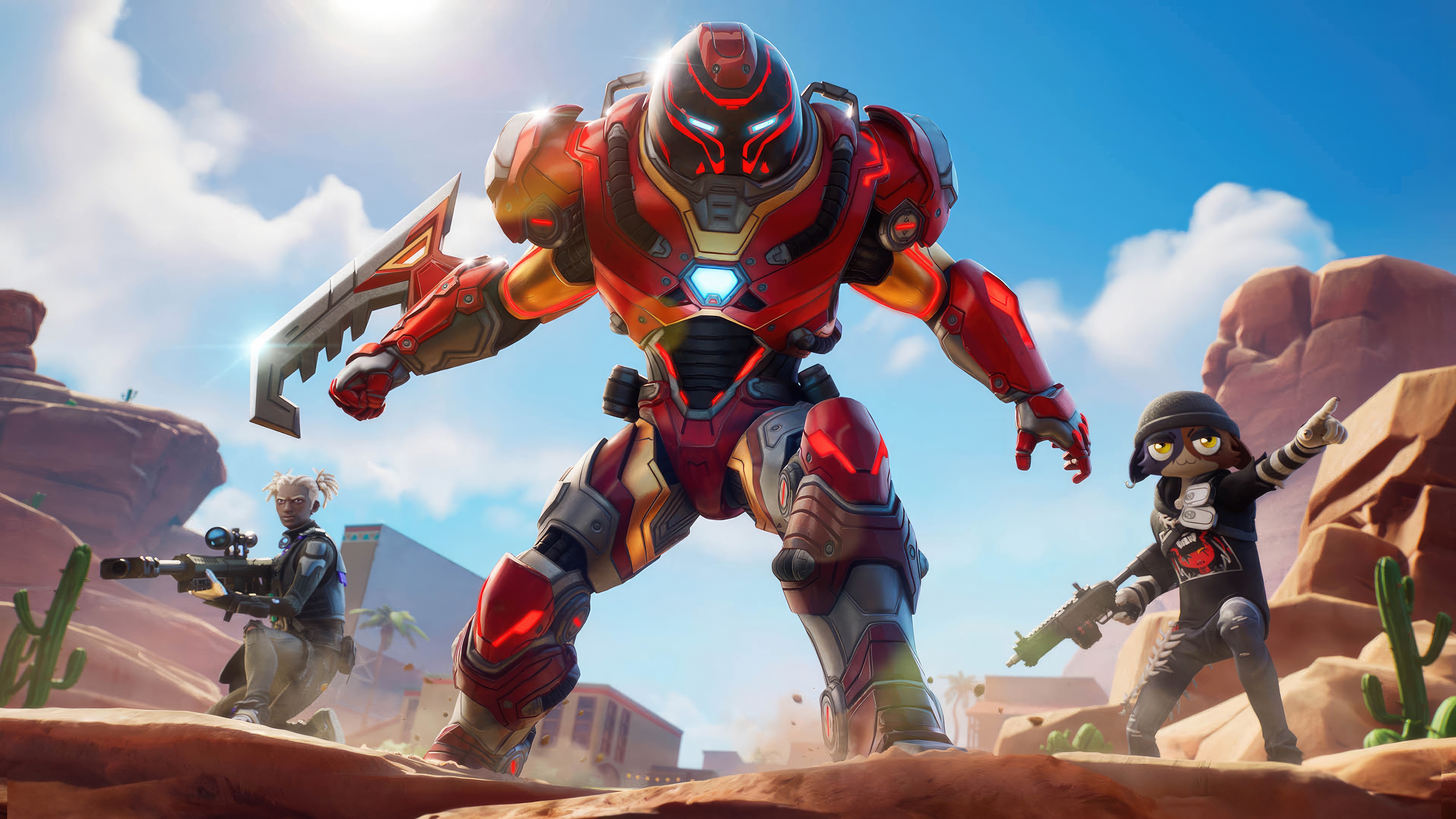 Fortnite Iron Man and allies in desert HD Wallpaper