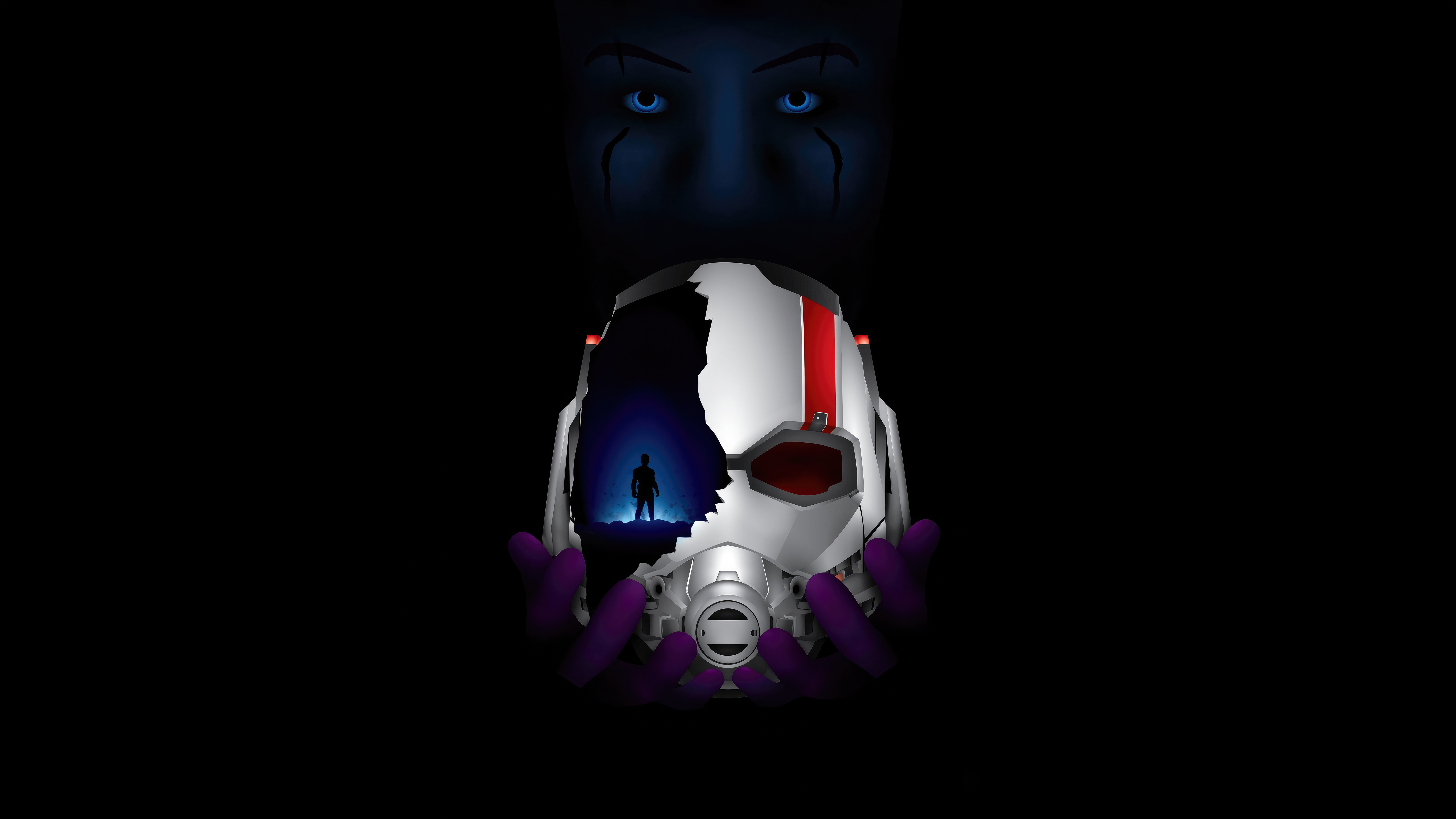 Ant-Man Helmet with Silhouette and Eyes HD Wallpaper