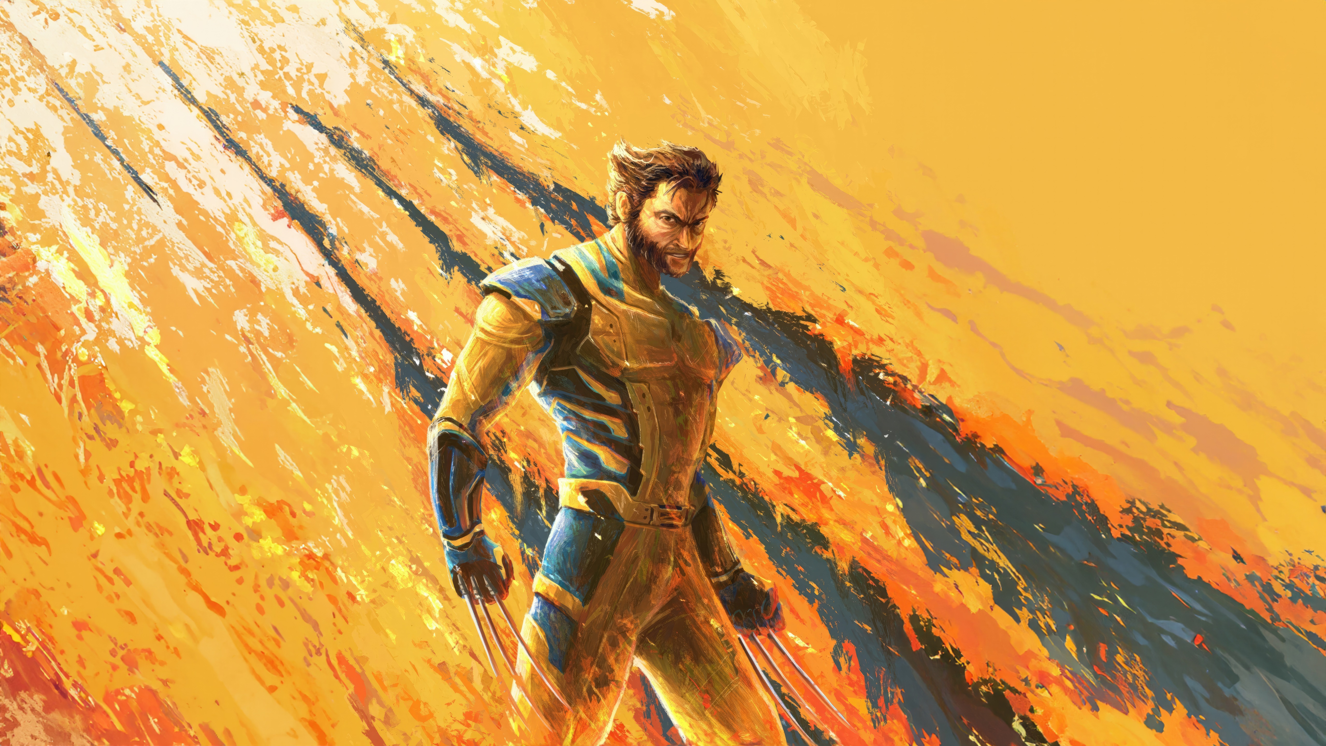 Wolverine Artwork with Yellow and Blue Suit HD Wallpaper