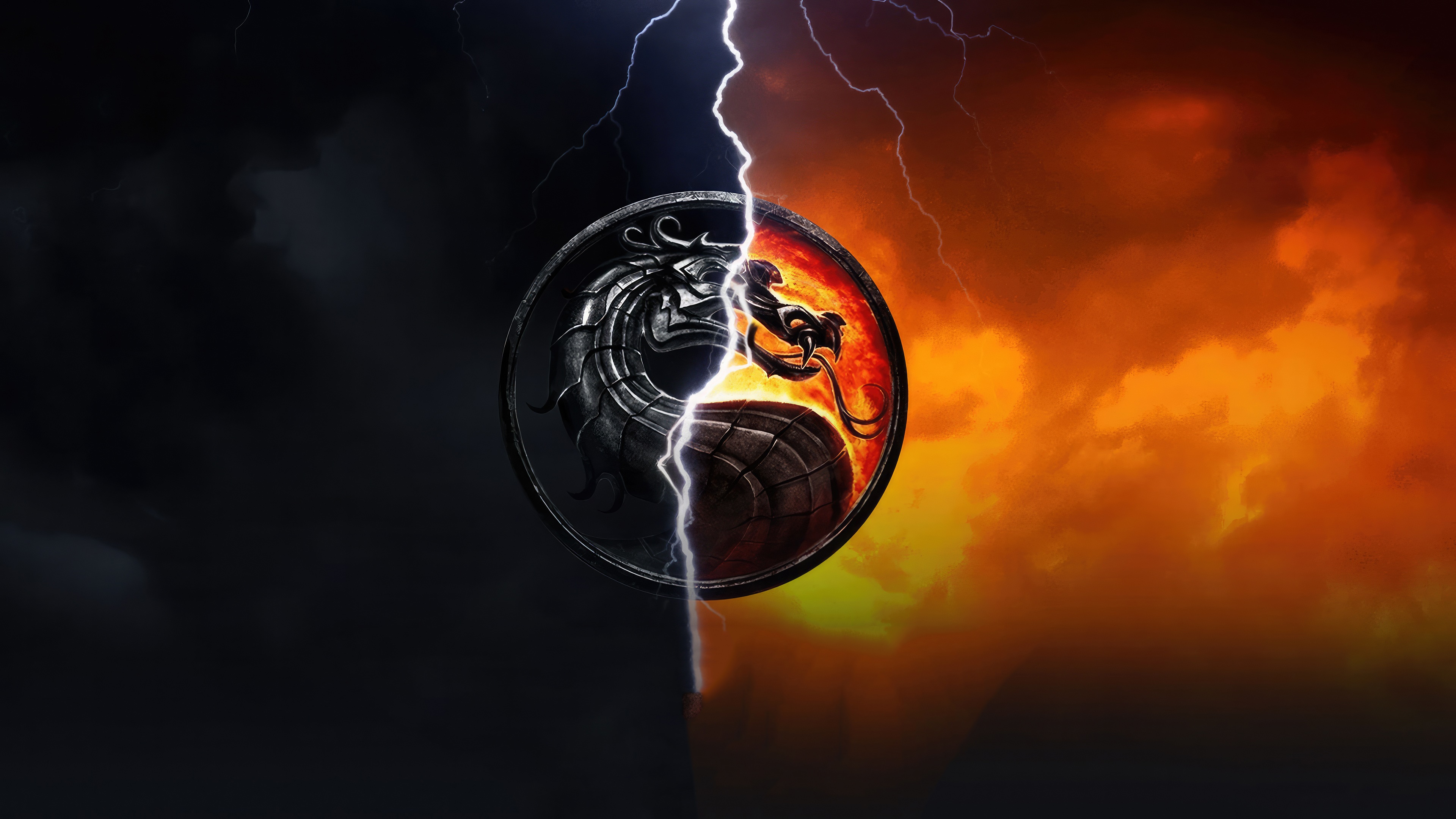 Mortal Kombat Logo with Lightning and Fire HD Wallpaper
