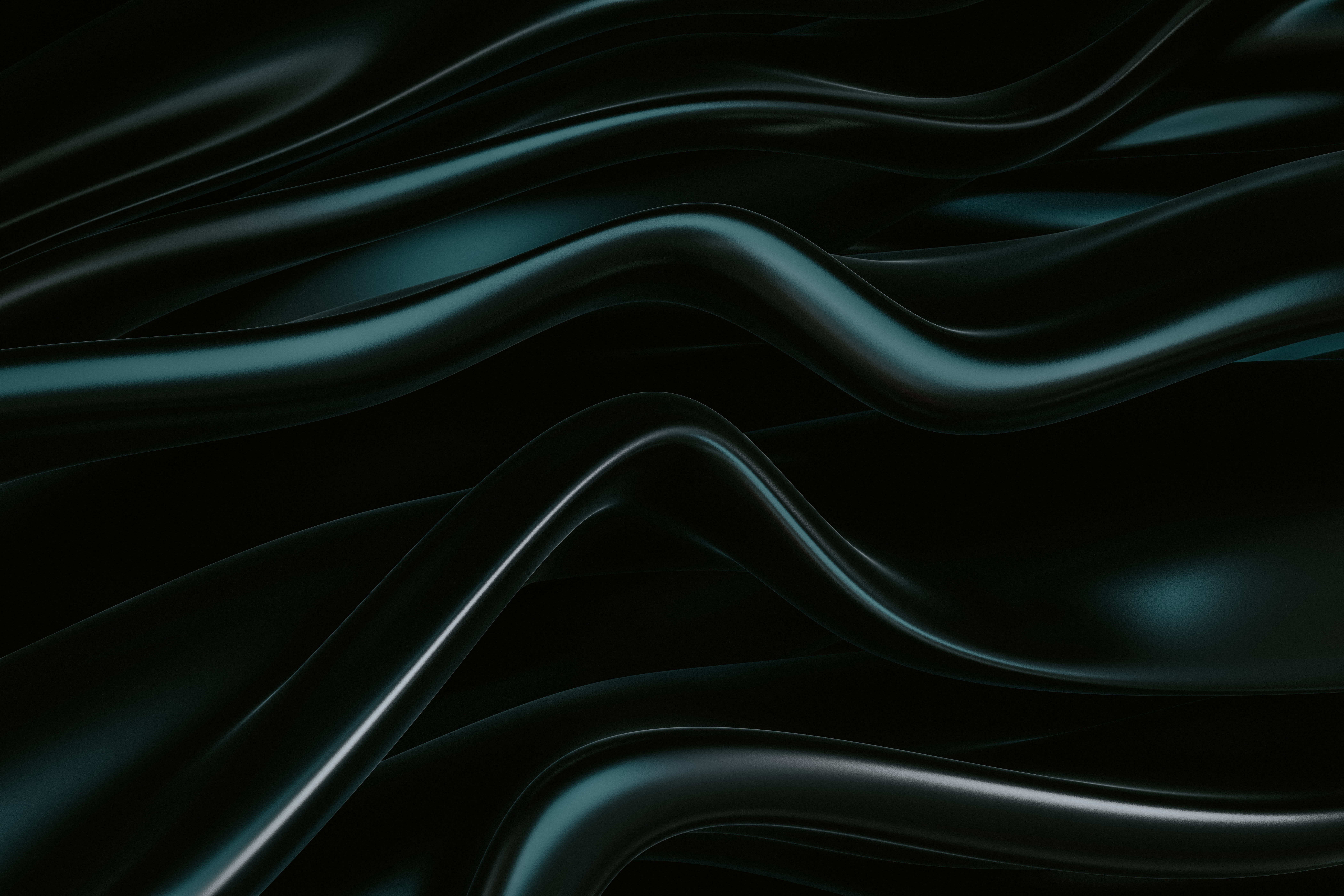 Abstract digital art with flowing dark teal waves HD Wallpaper