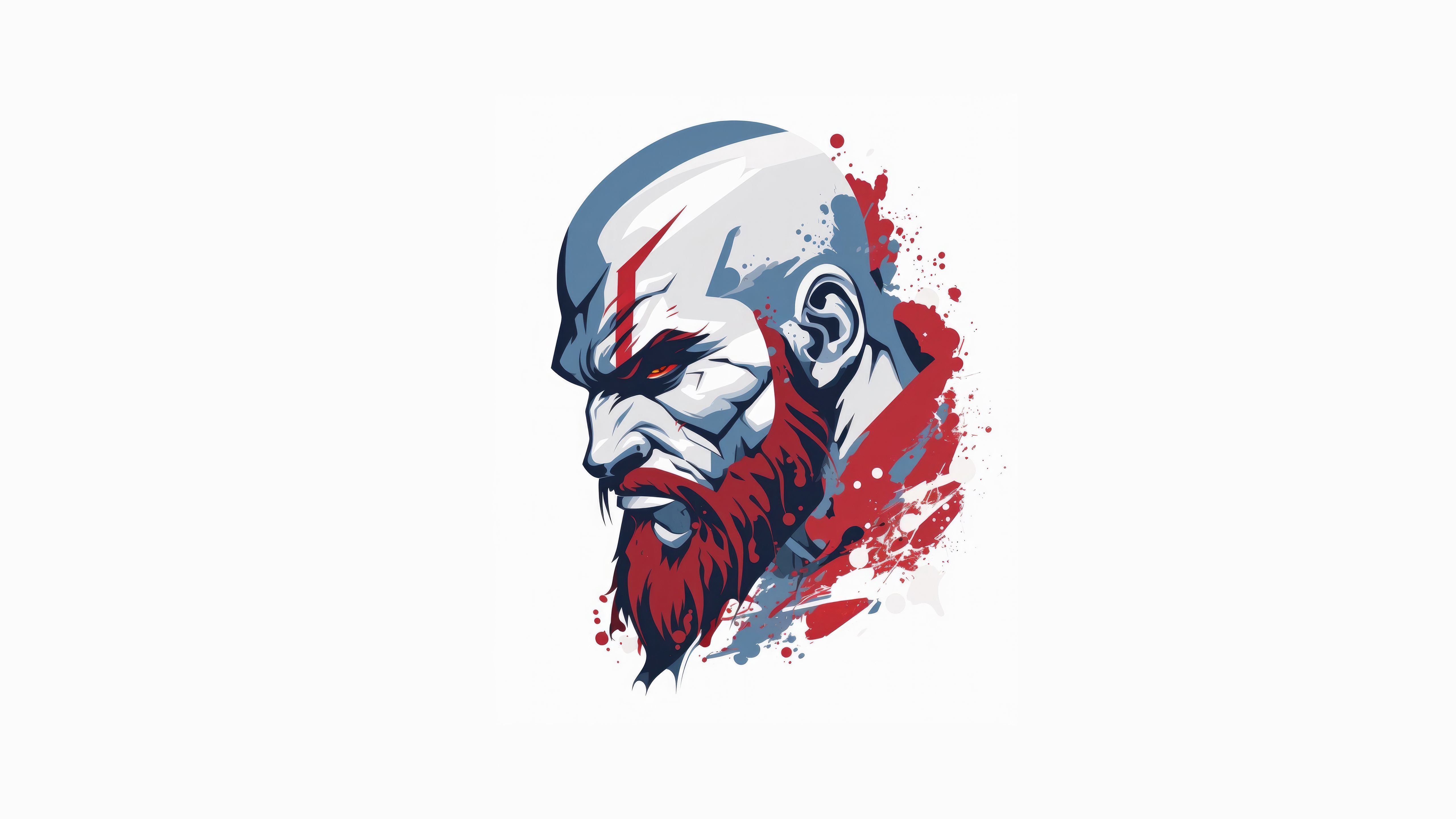 Kratos from God of War, minimalist digital art HD Wallpaper