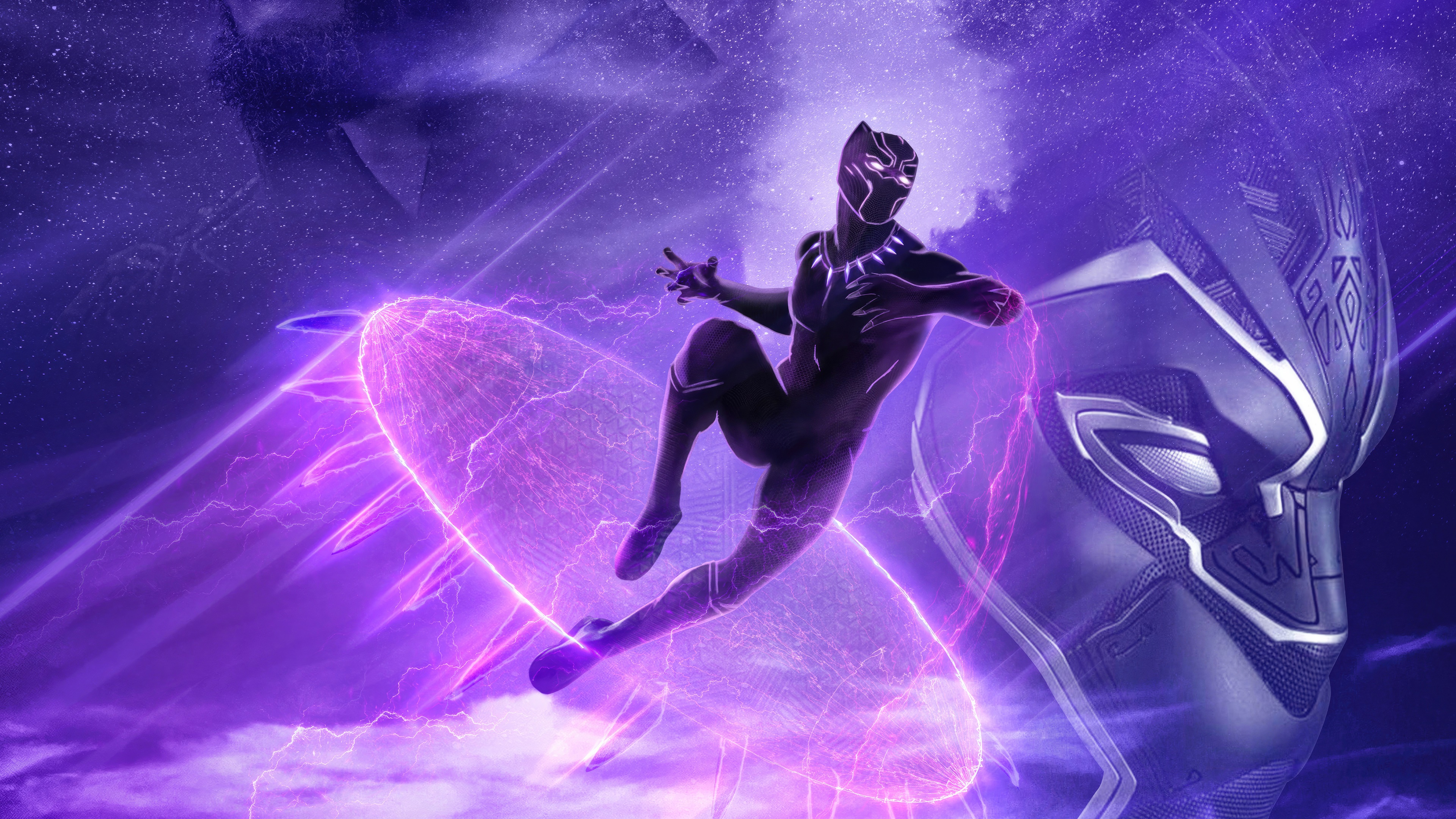 Black Panther in Purple Energy Field 4K HD Wallpaper