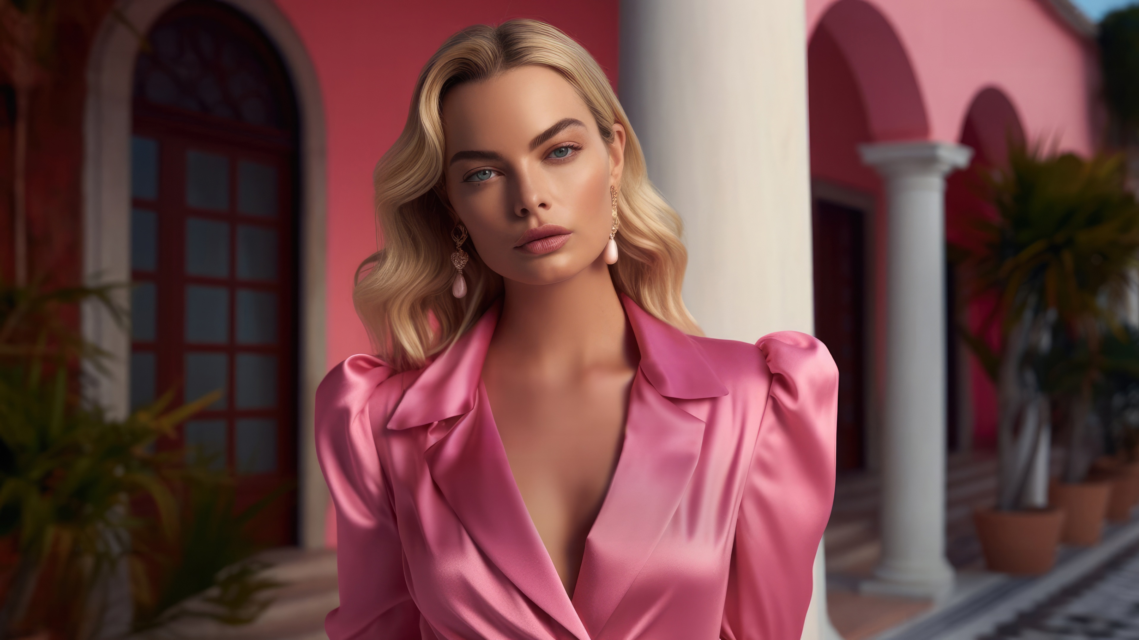 Margot Robbie as Barbie in Pink HD Wallpaper