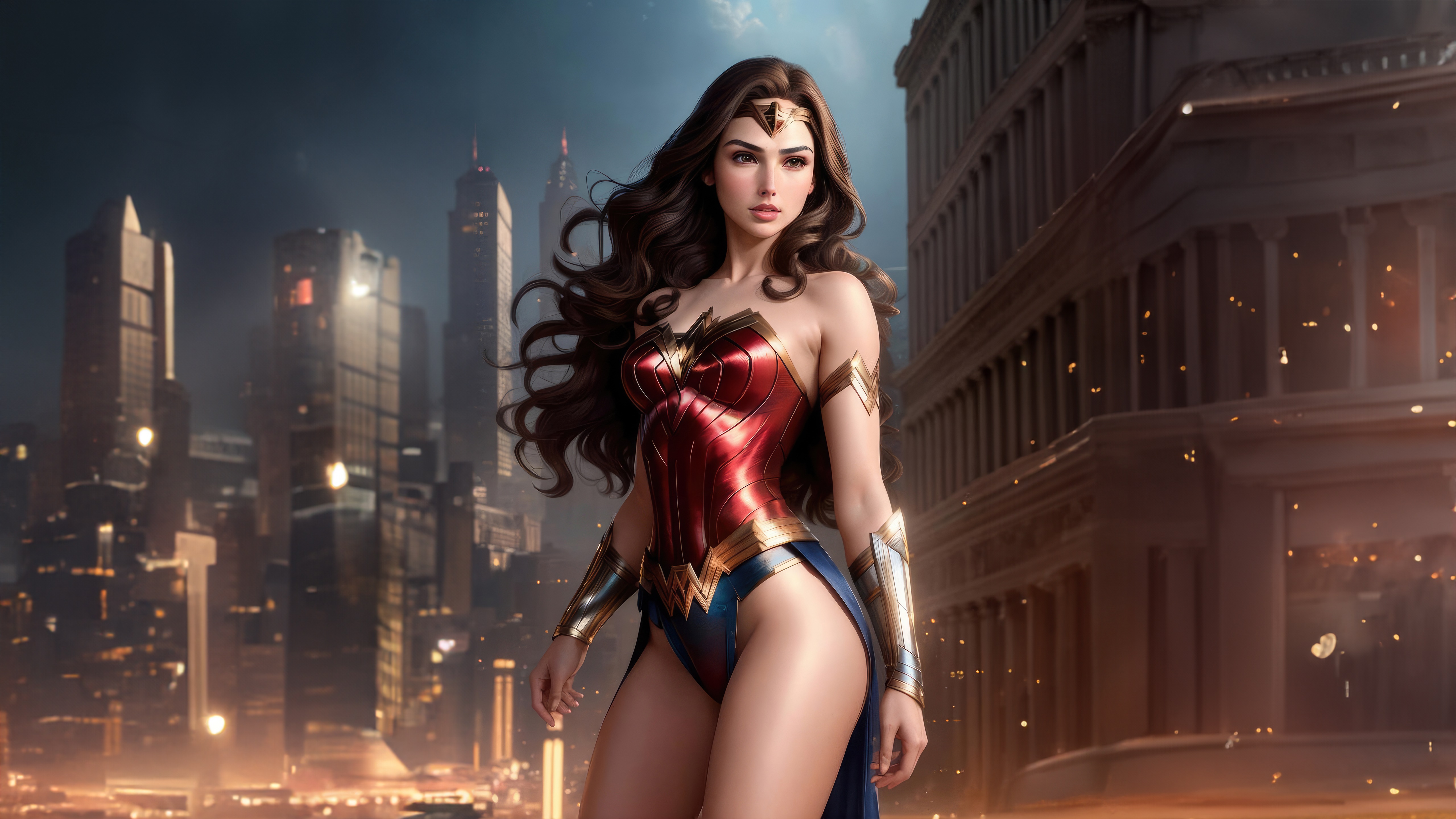 Wonder Woman in a Cityscape HD Wallpaper