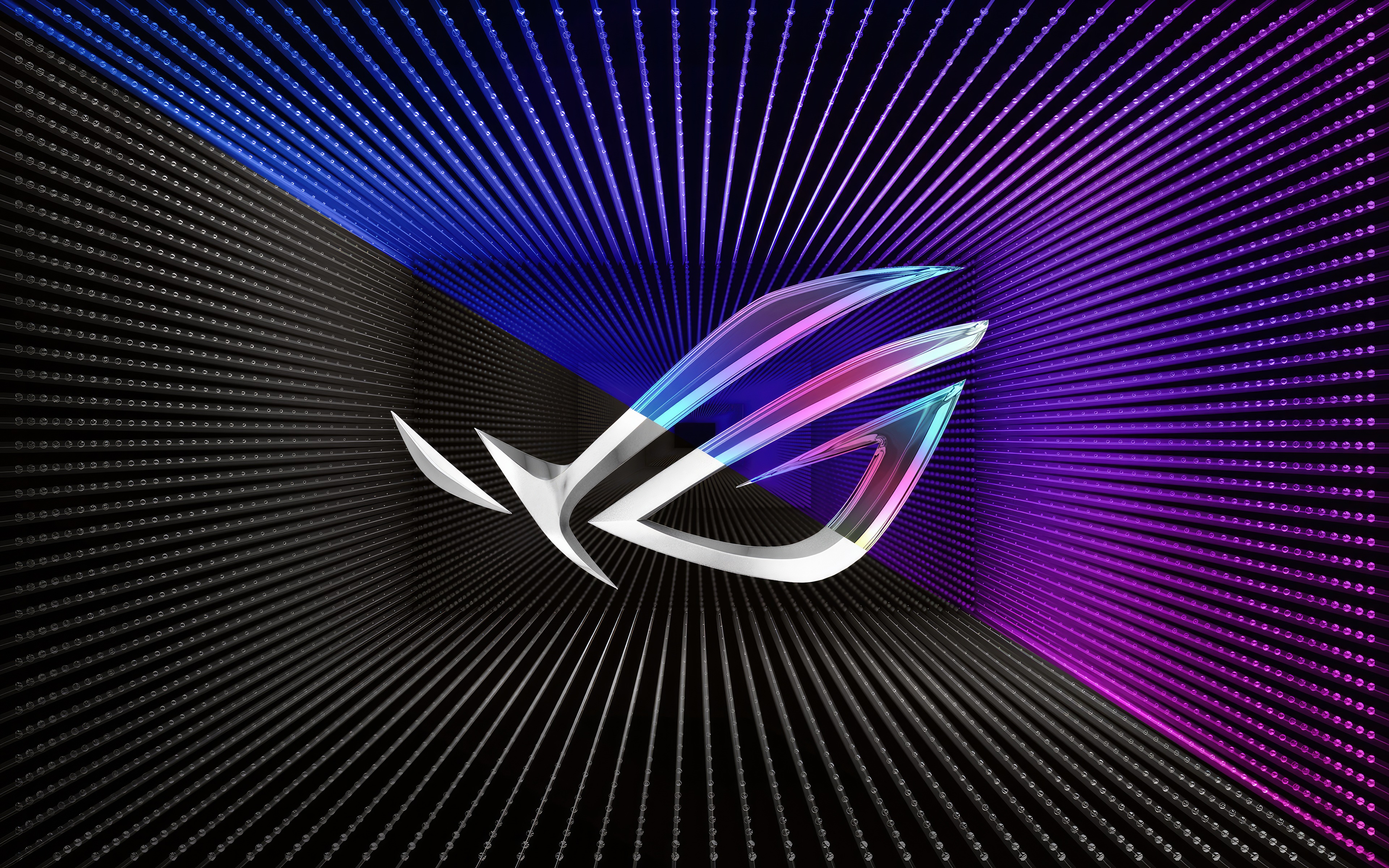 Republic of Gamers (ROG) logo with blue and purple lights HD Wallpaper