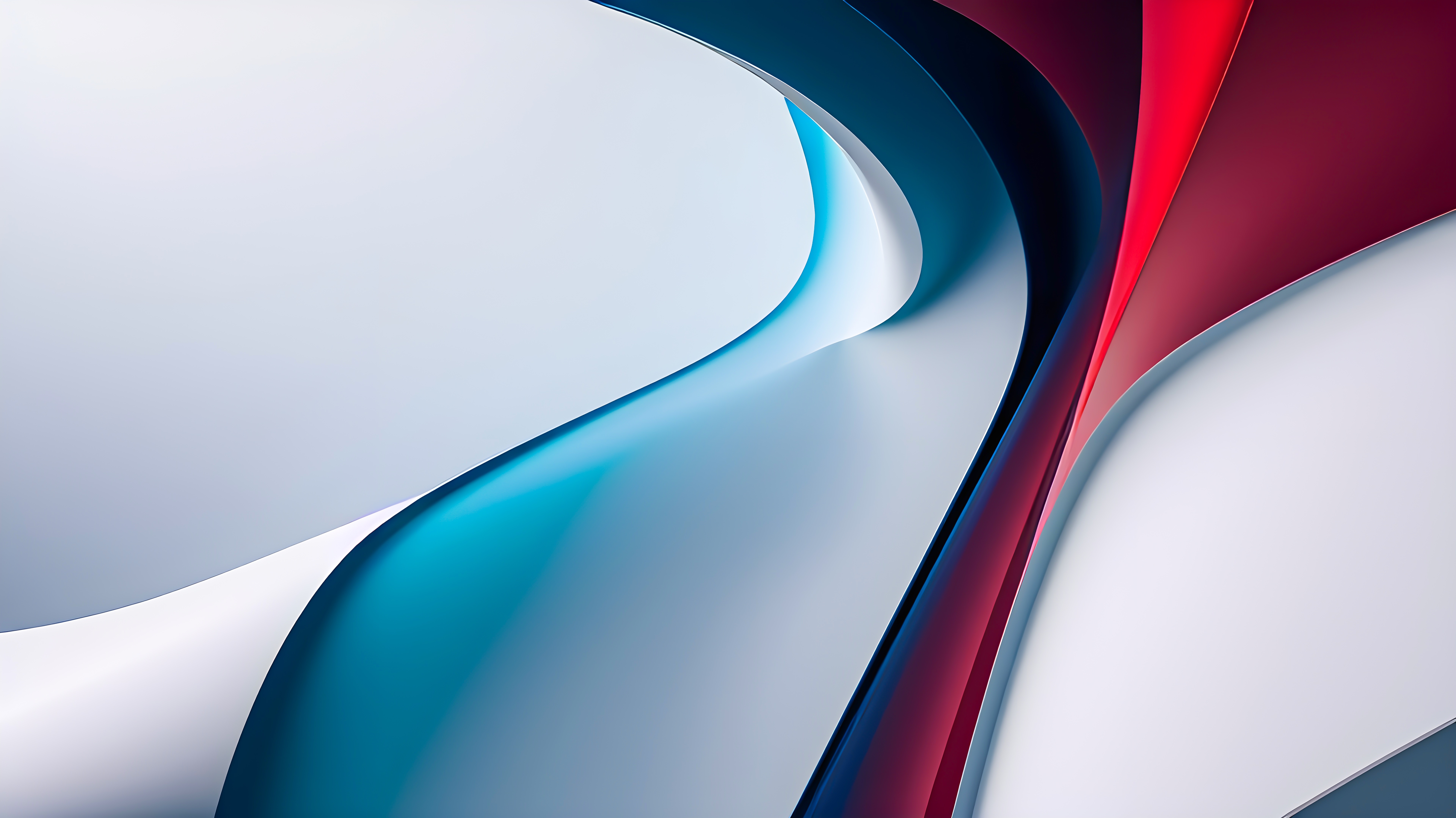 Abstract digital art with red, blue, and white flowing shapes HD Wallpaper
