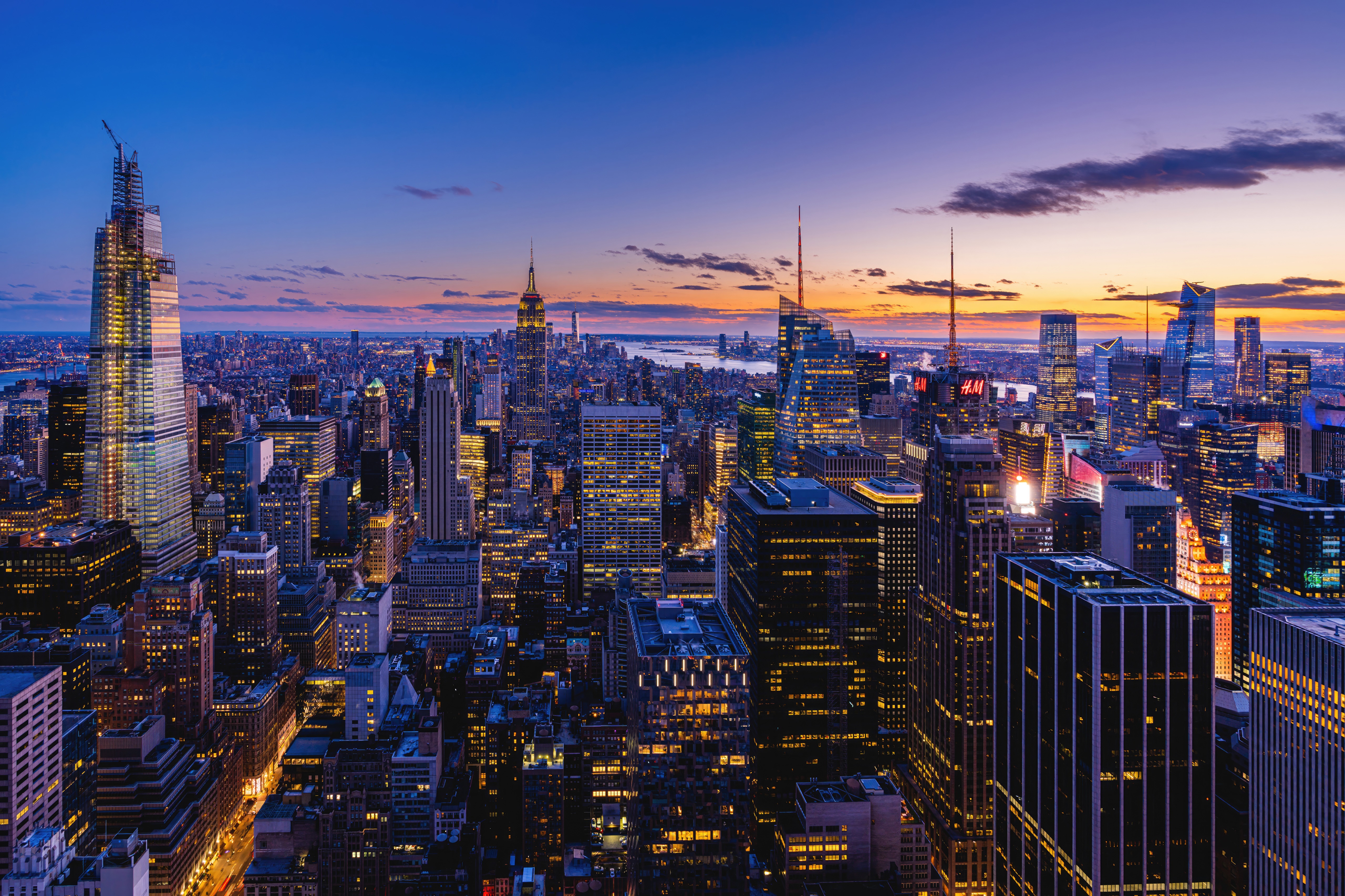 New York City Skyline at Dusk HD Wallpaper