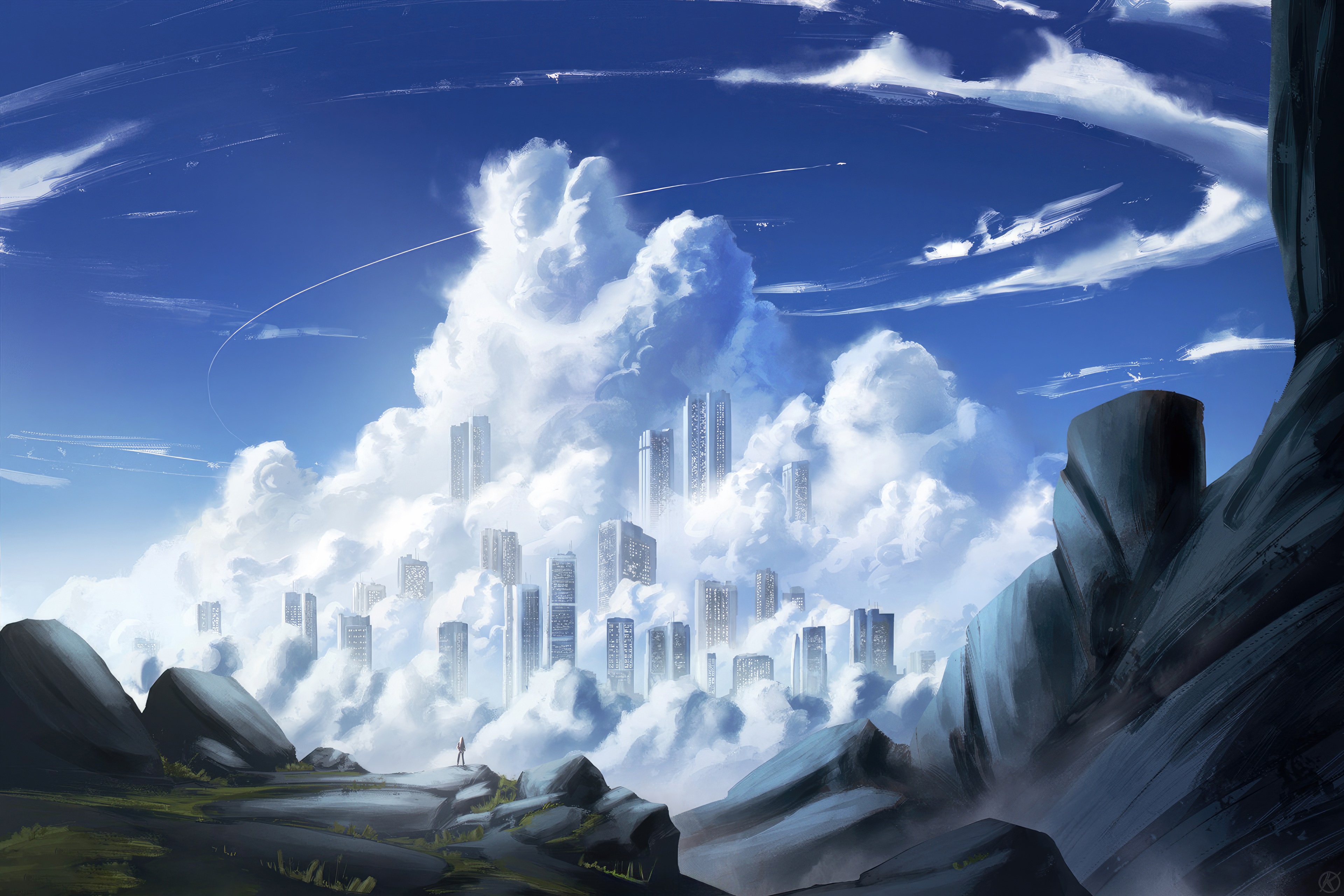 City in the clouds on Artstation HD Wallpaper