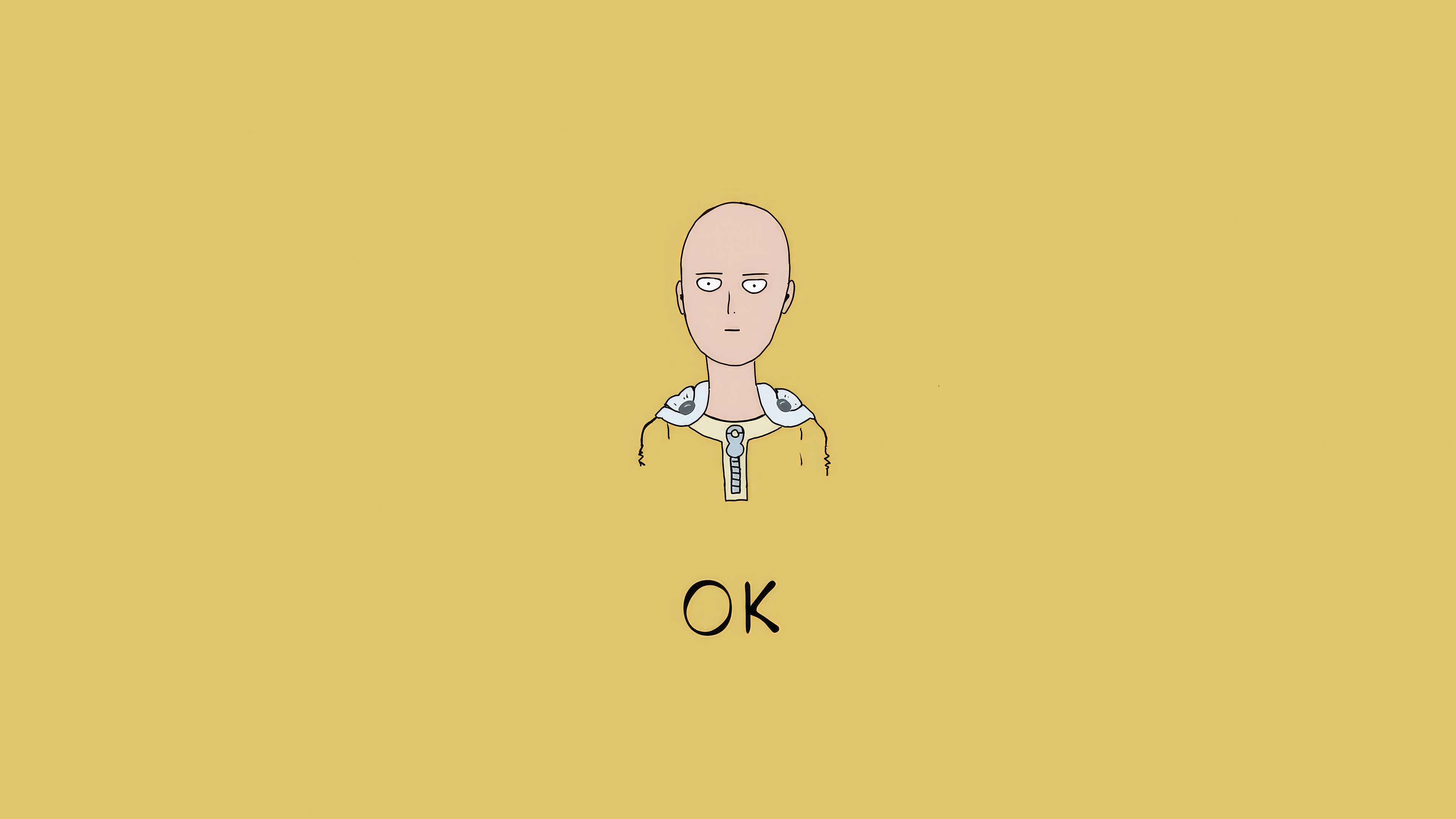 Saitama from One Punch Man with OK text HD Wallpaper