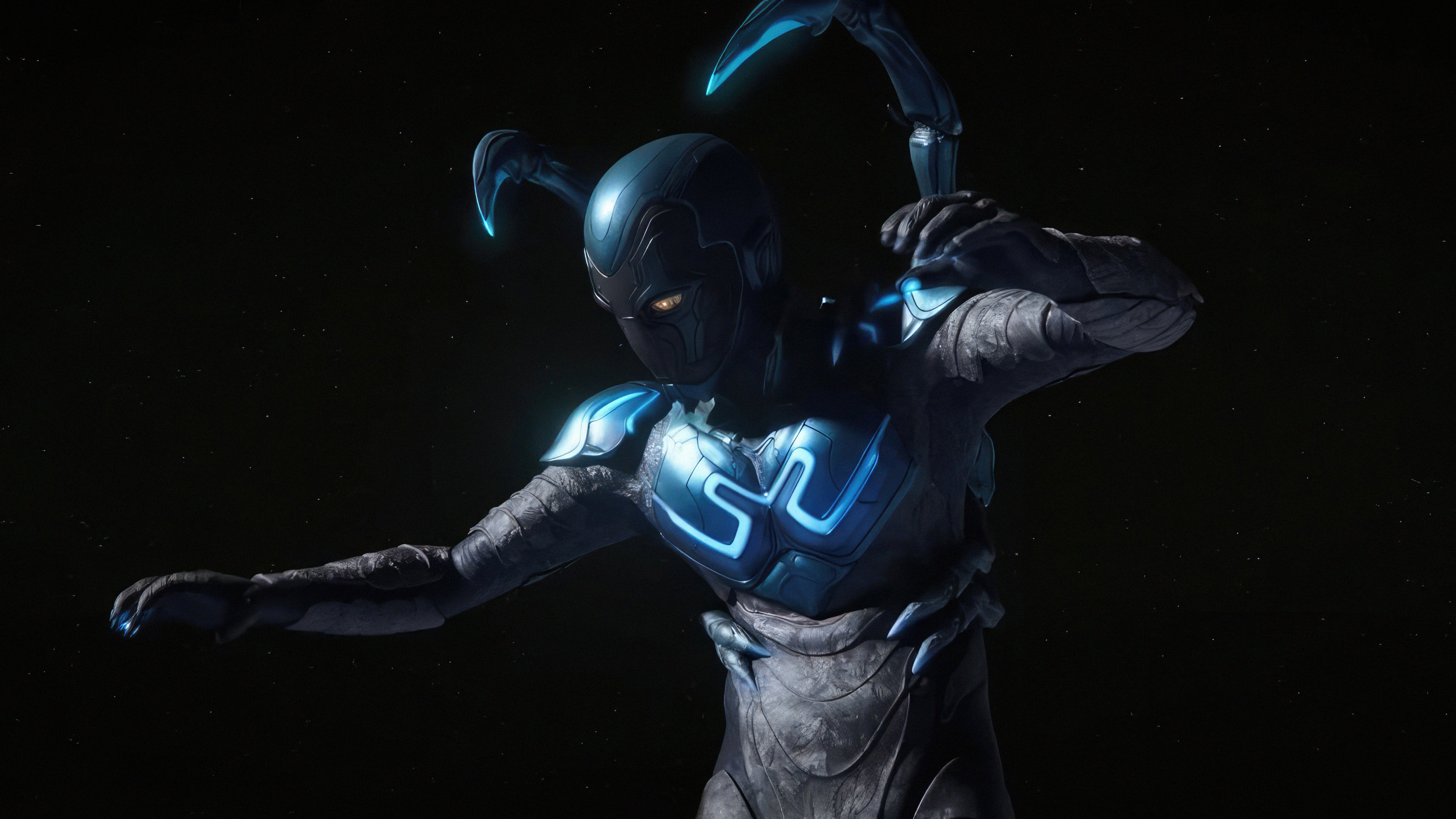Blue Beetle in armor with scorpion tail HD Wallpaper