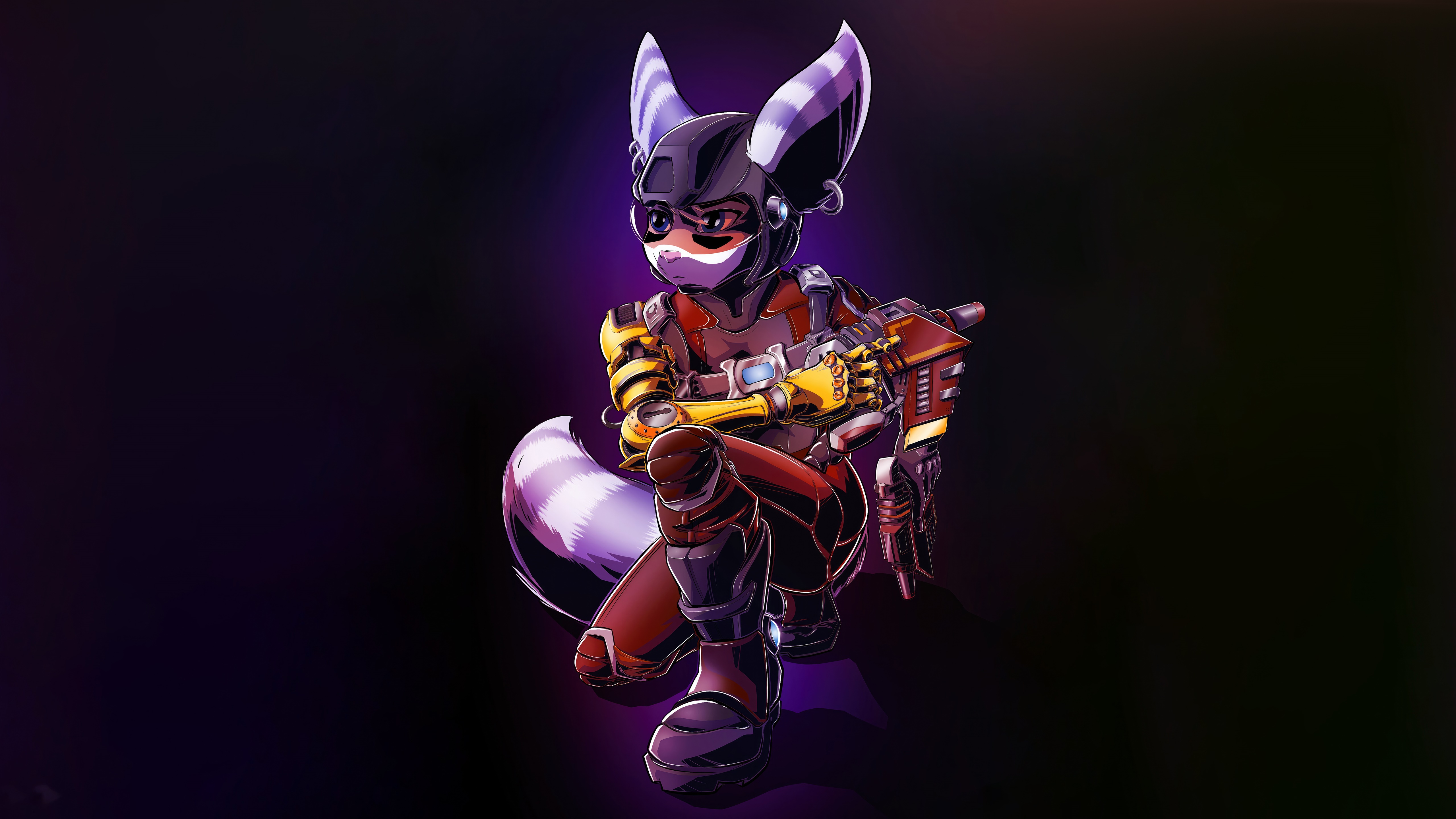 Ratchet & Clank Rift Apart character with guns HD Wallpaper