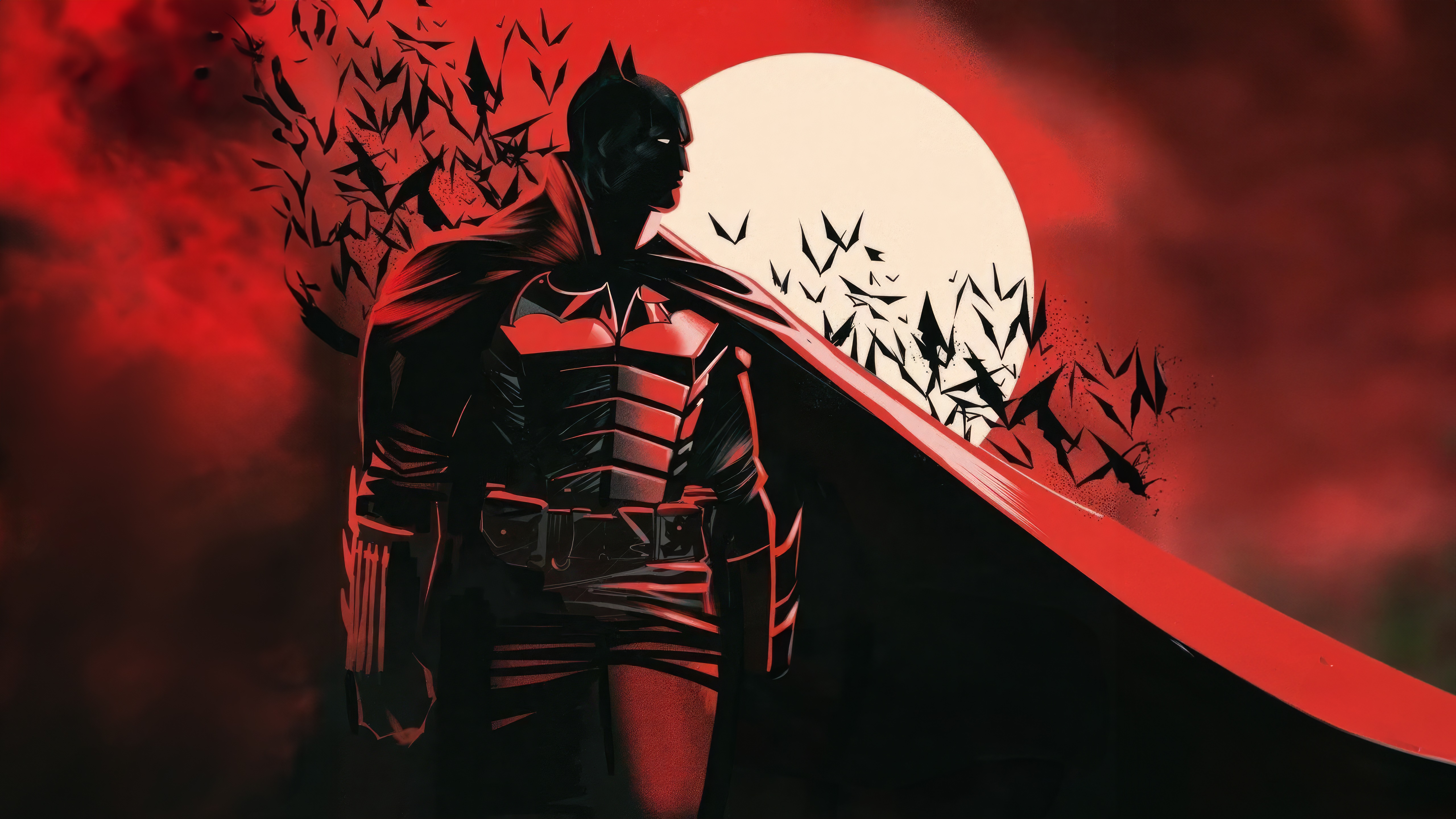 The Batman with Bats and Moon HD Wallpaper