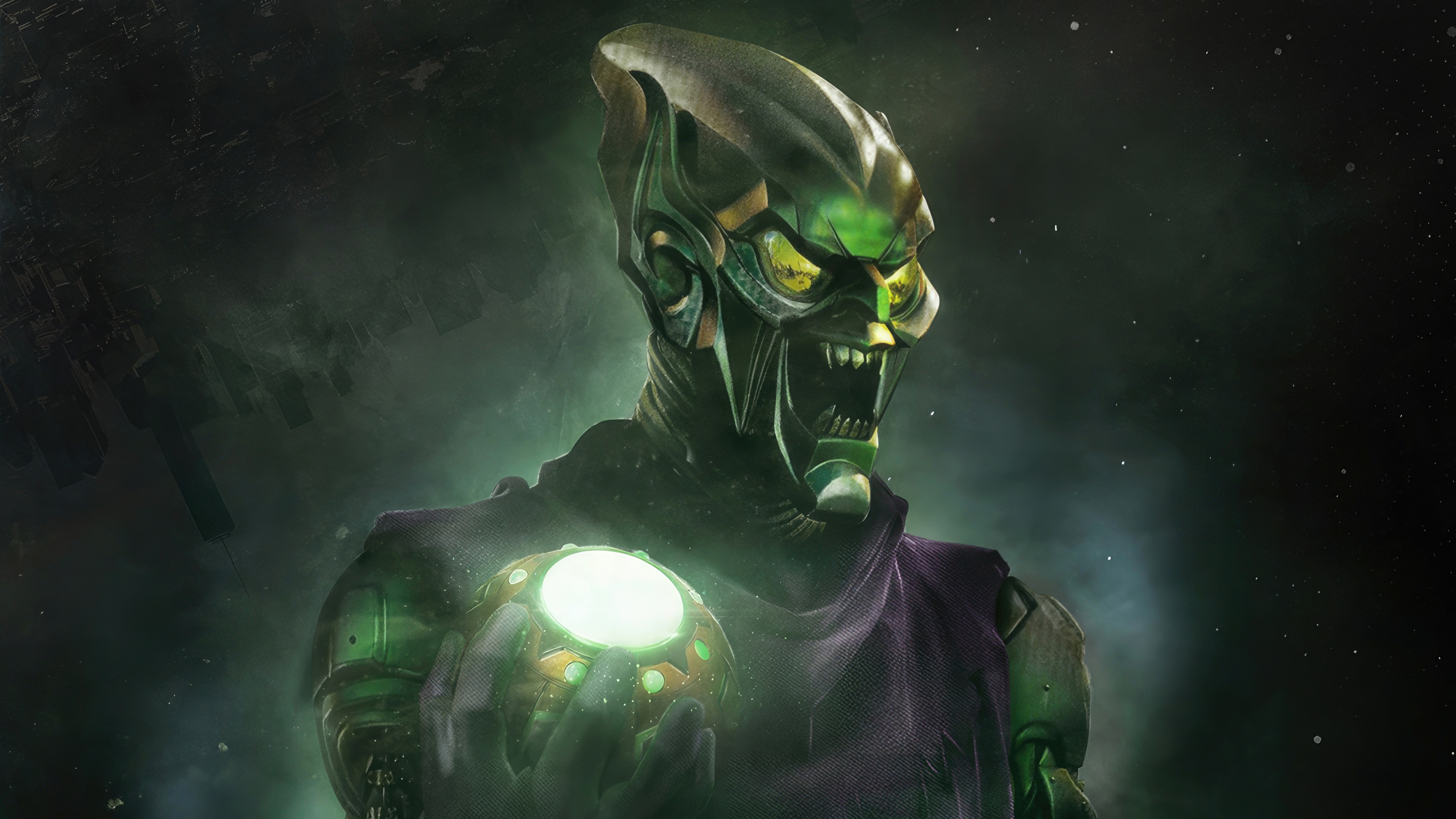 Green Goblin holding a pumpkin bomb HD Wallpaper