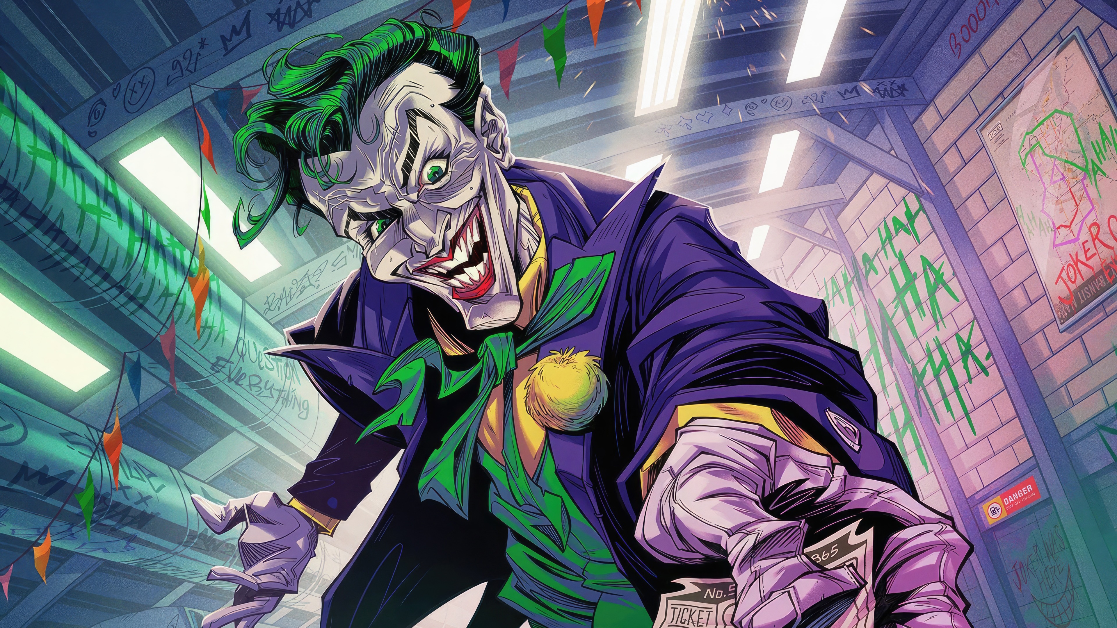 The Joker in a subway station, 4K HD Wallpaper
