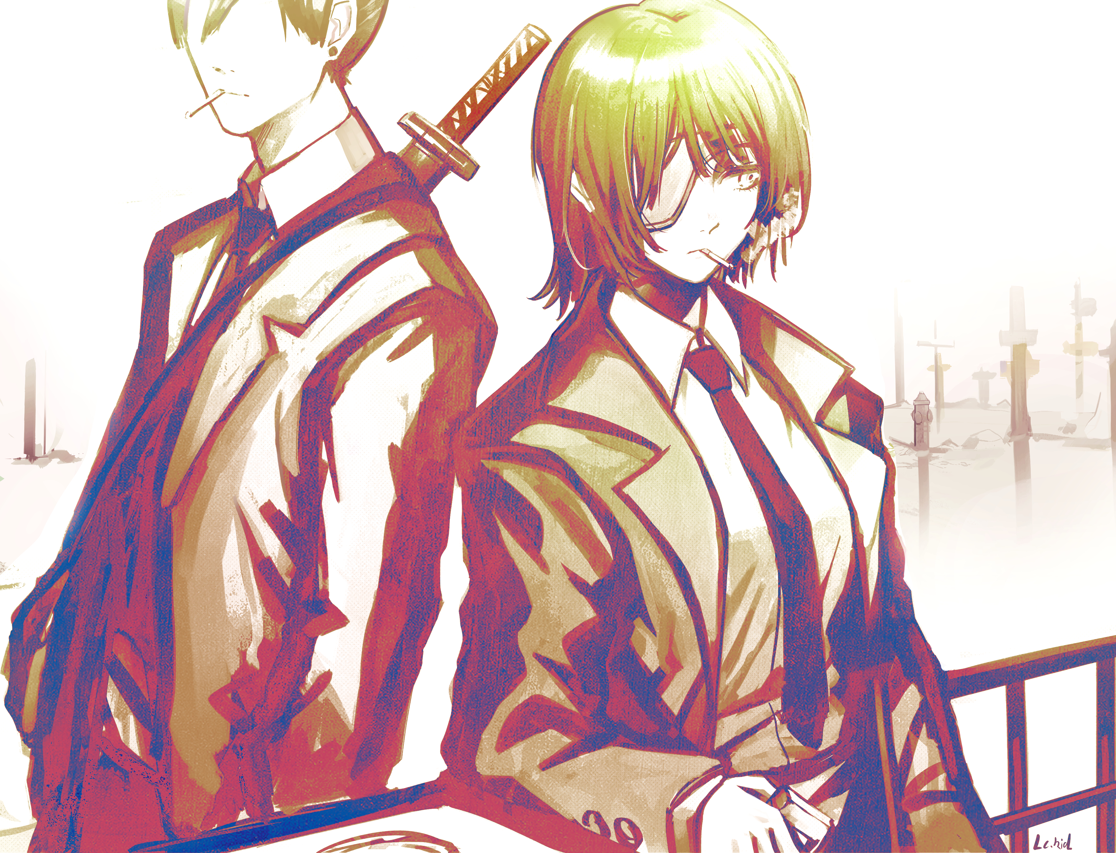 Himeno and Aki Hayakawa from Chainsaw Man HD Wallpaper