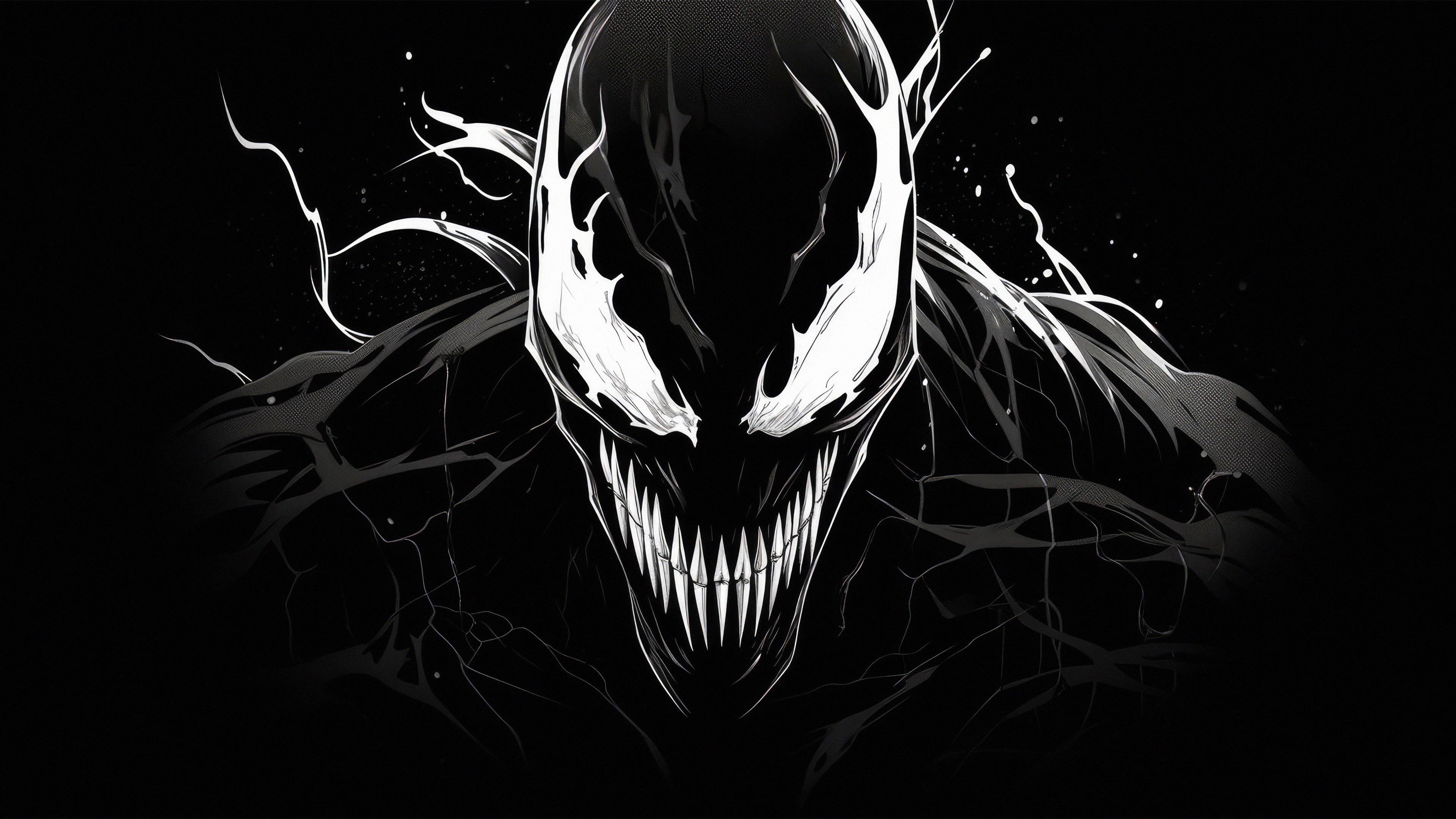 Venom in Black and White Minimalist Artwork 4K HD Wallpaper
