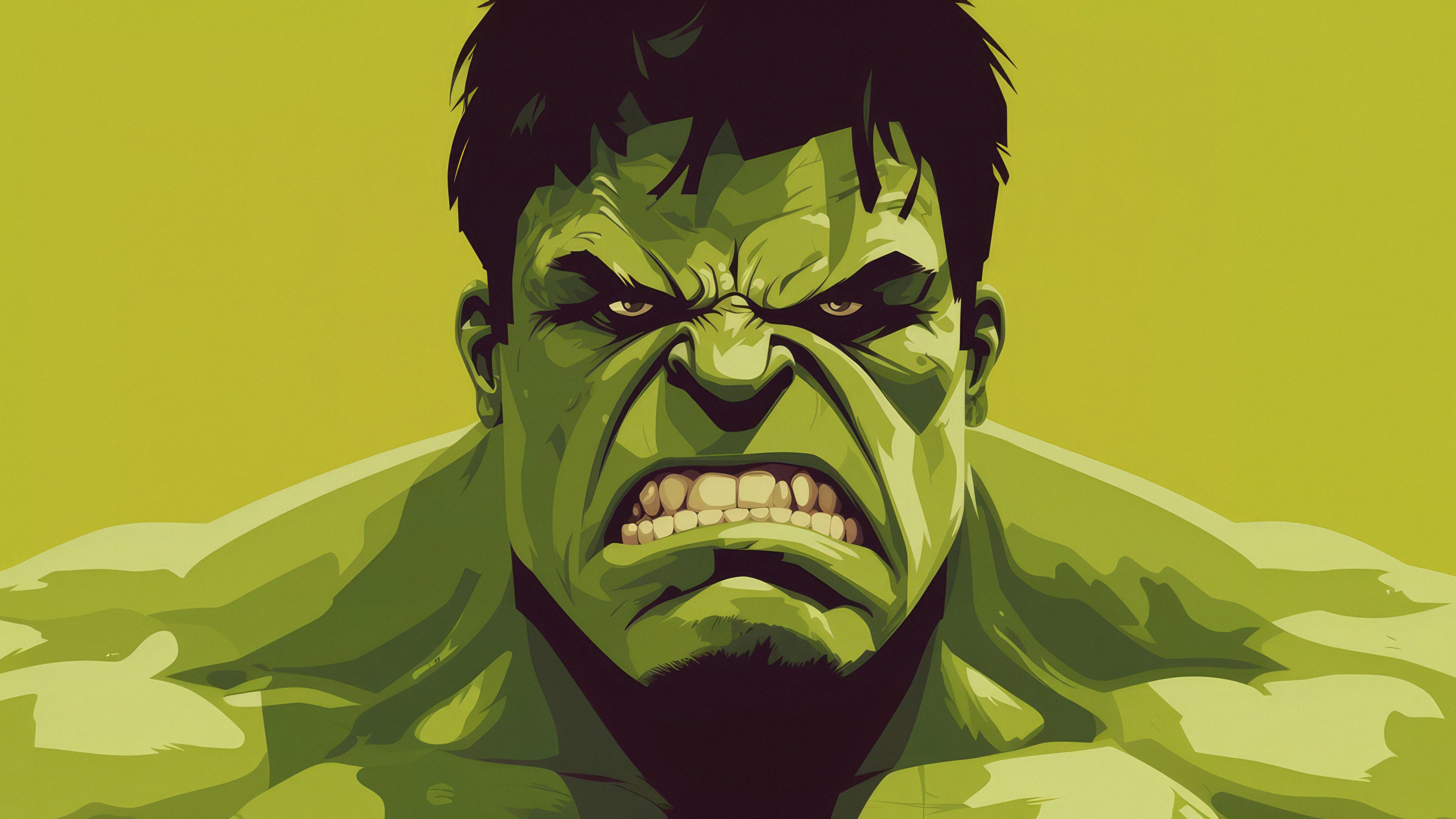 Hulk in minimalist digital art style 4K HD Wallpaper