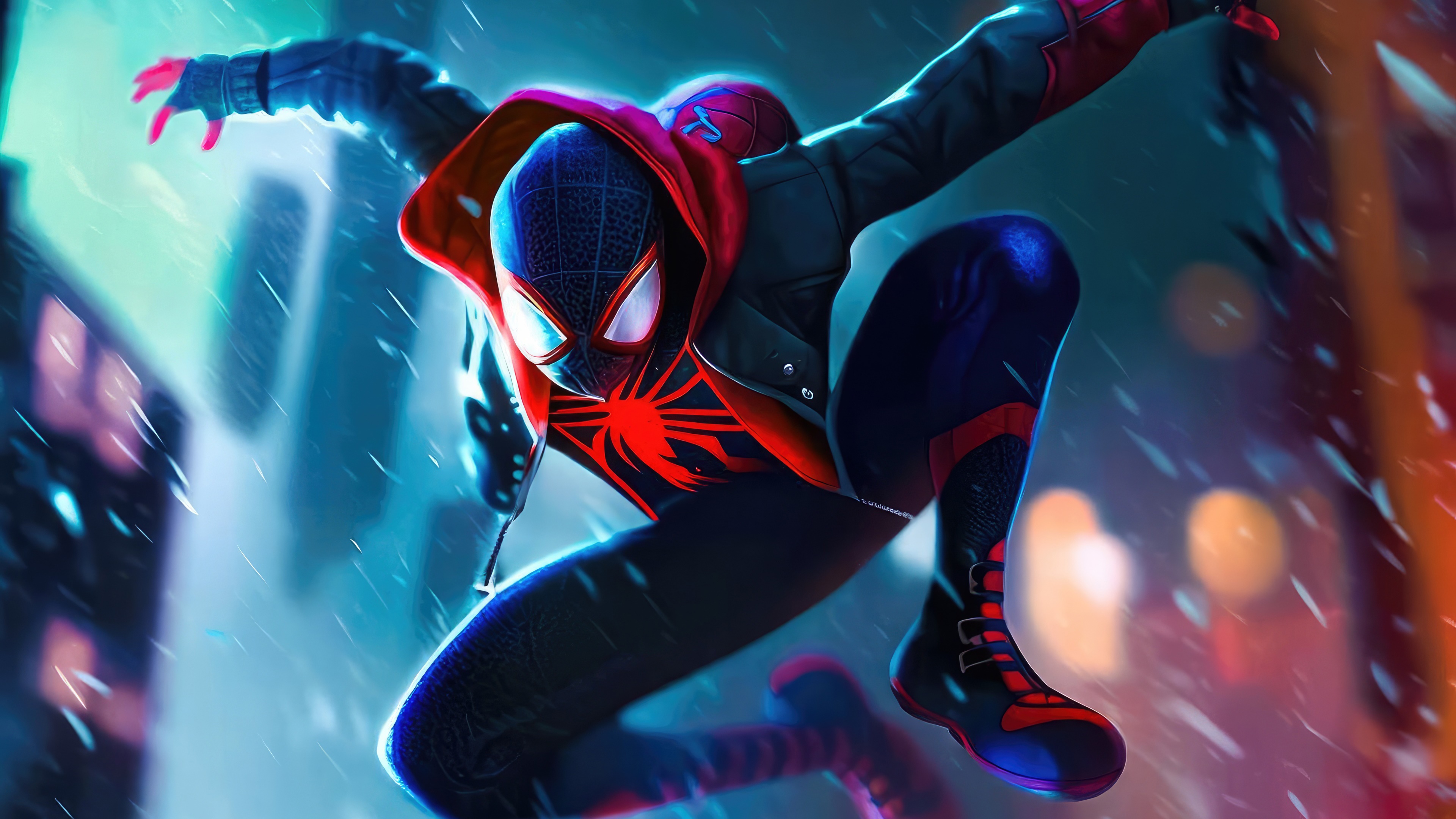 Miles Morales Spider-Man in a dynamic pose HD Wallpaper