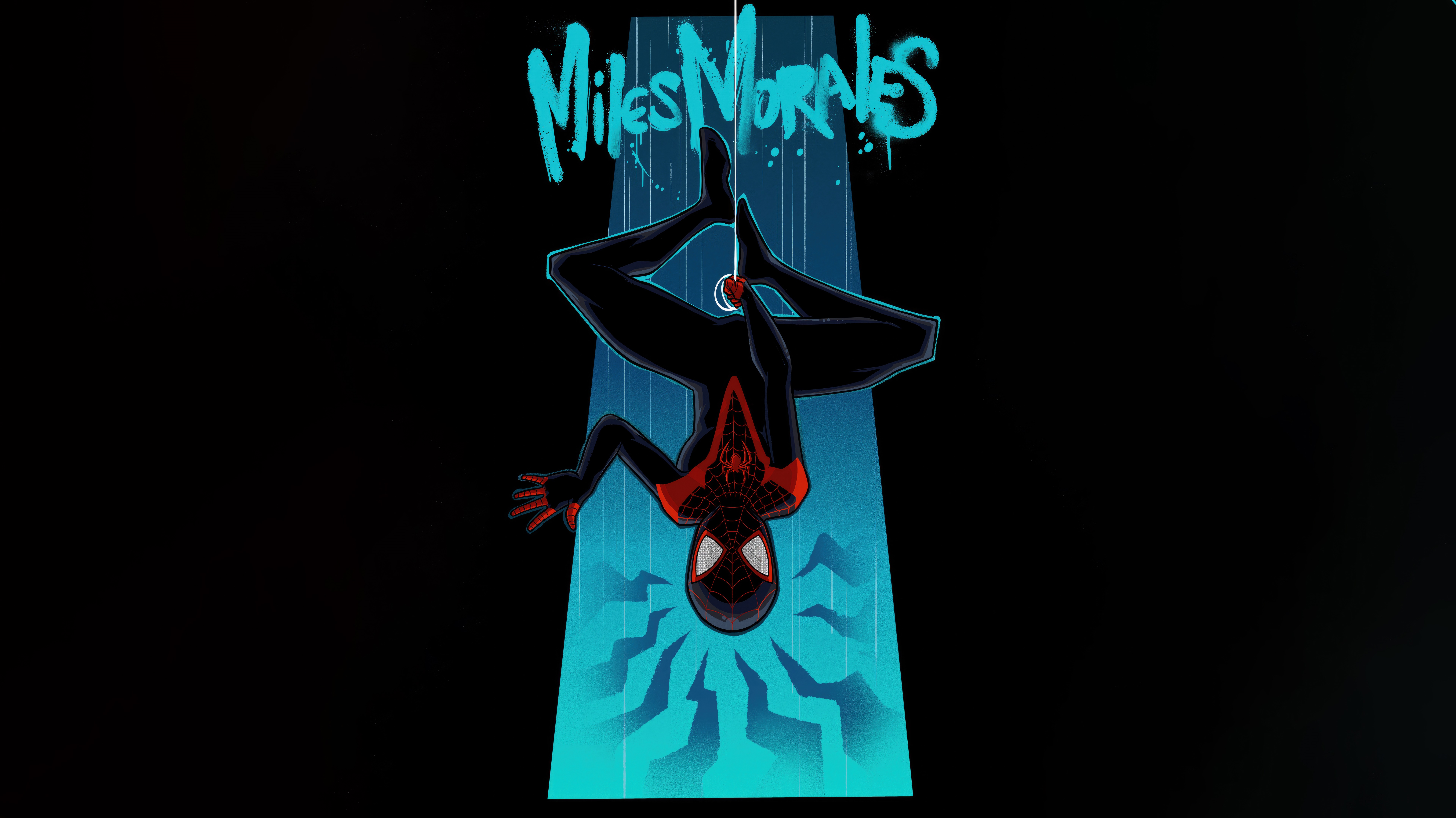 Miles Morales hanging upside down HD Wallpaper