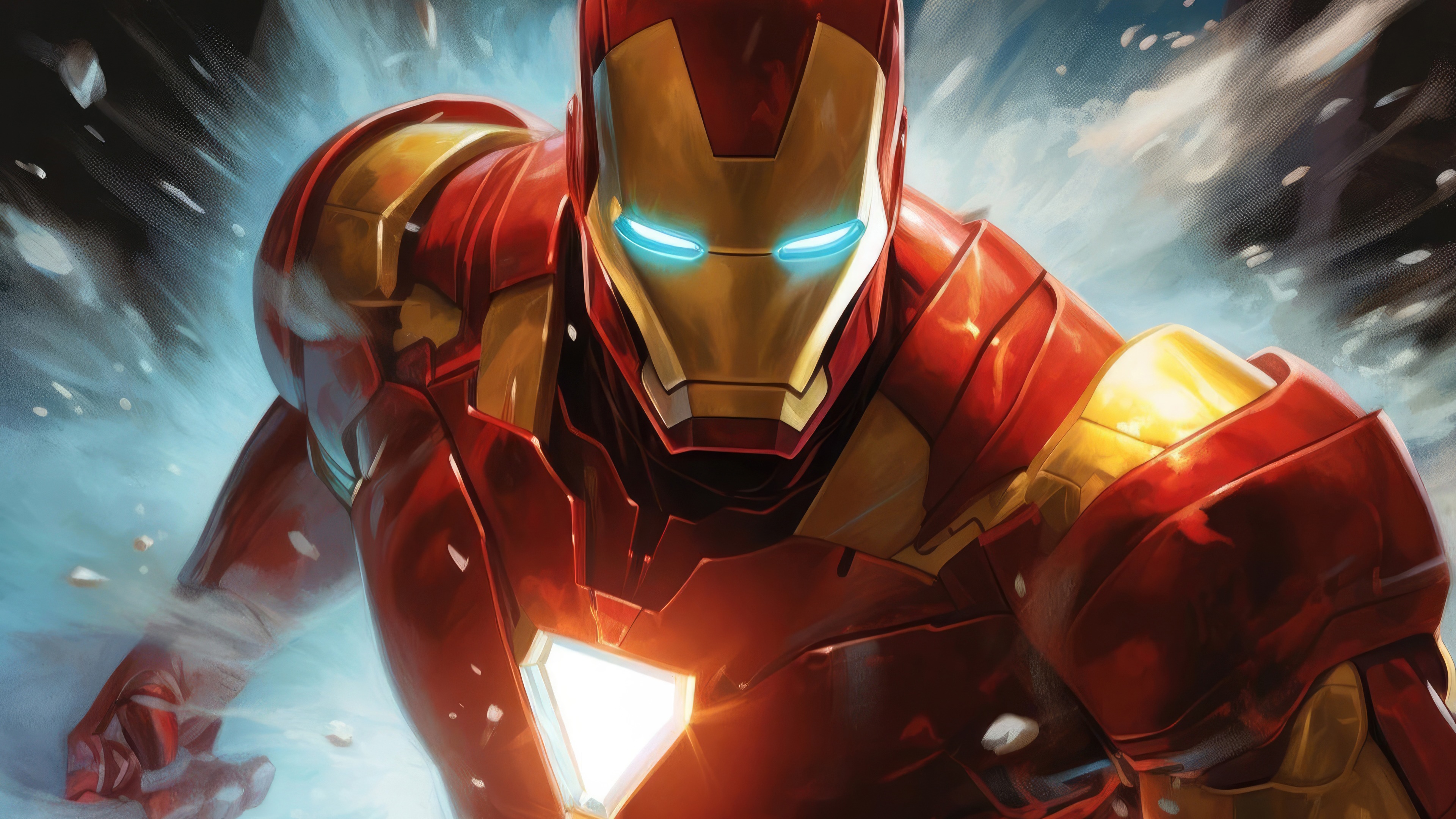 Iron Man in Red and Gold Armor HD Wallpaper