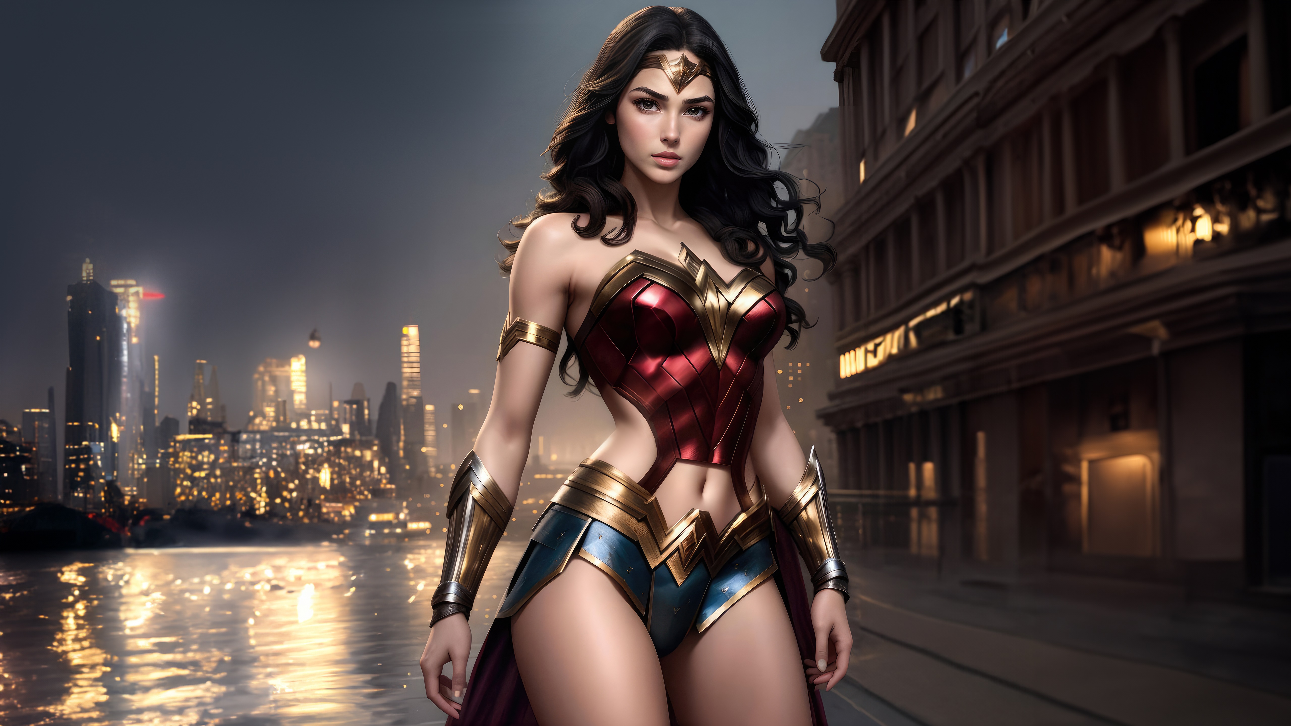 Wonder Woman in a Cityscape HD Wallpaper