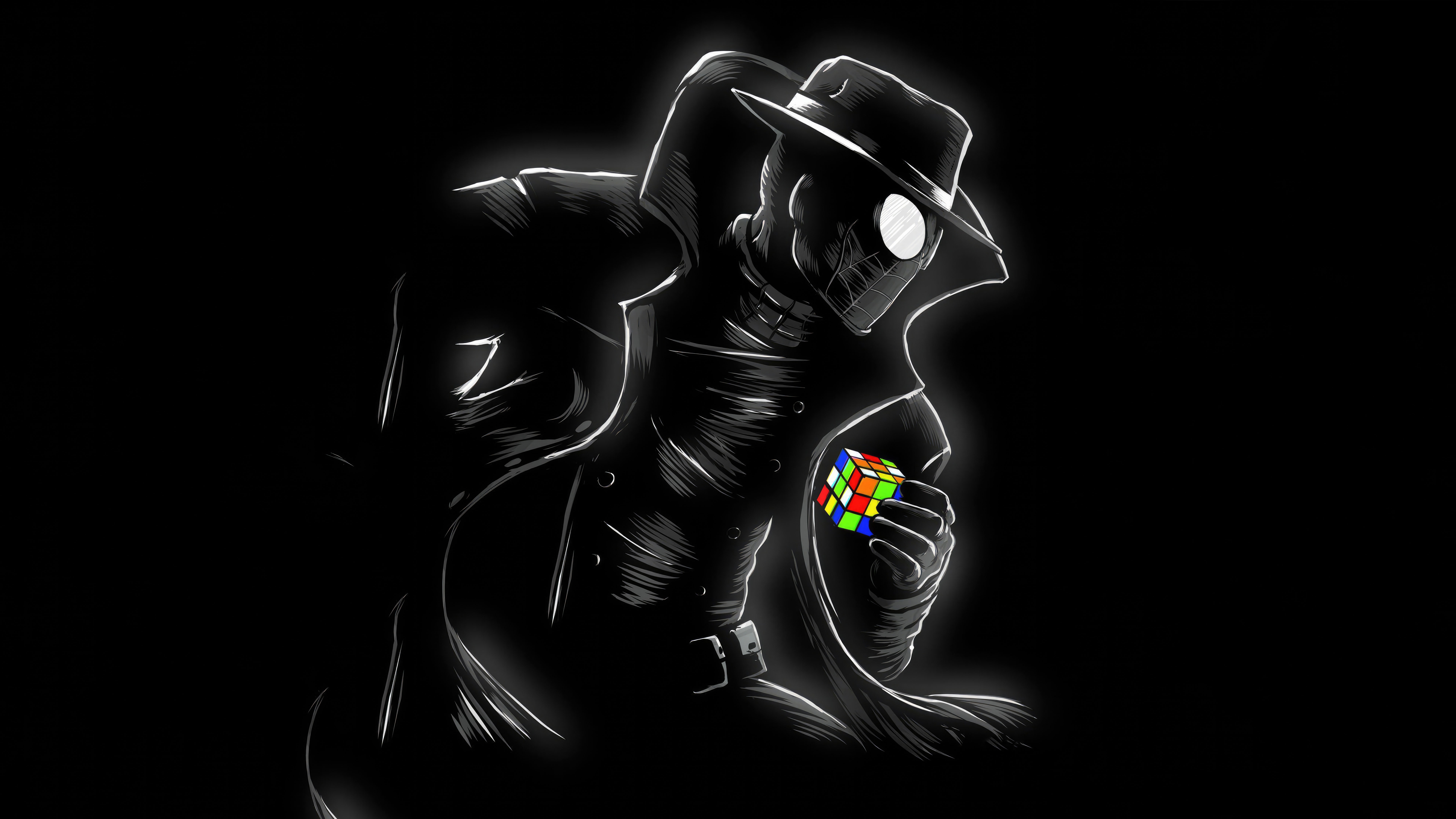 Spider-Man Noir holding a Rubik's Cube HD Wallpaper
