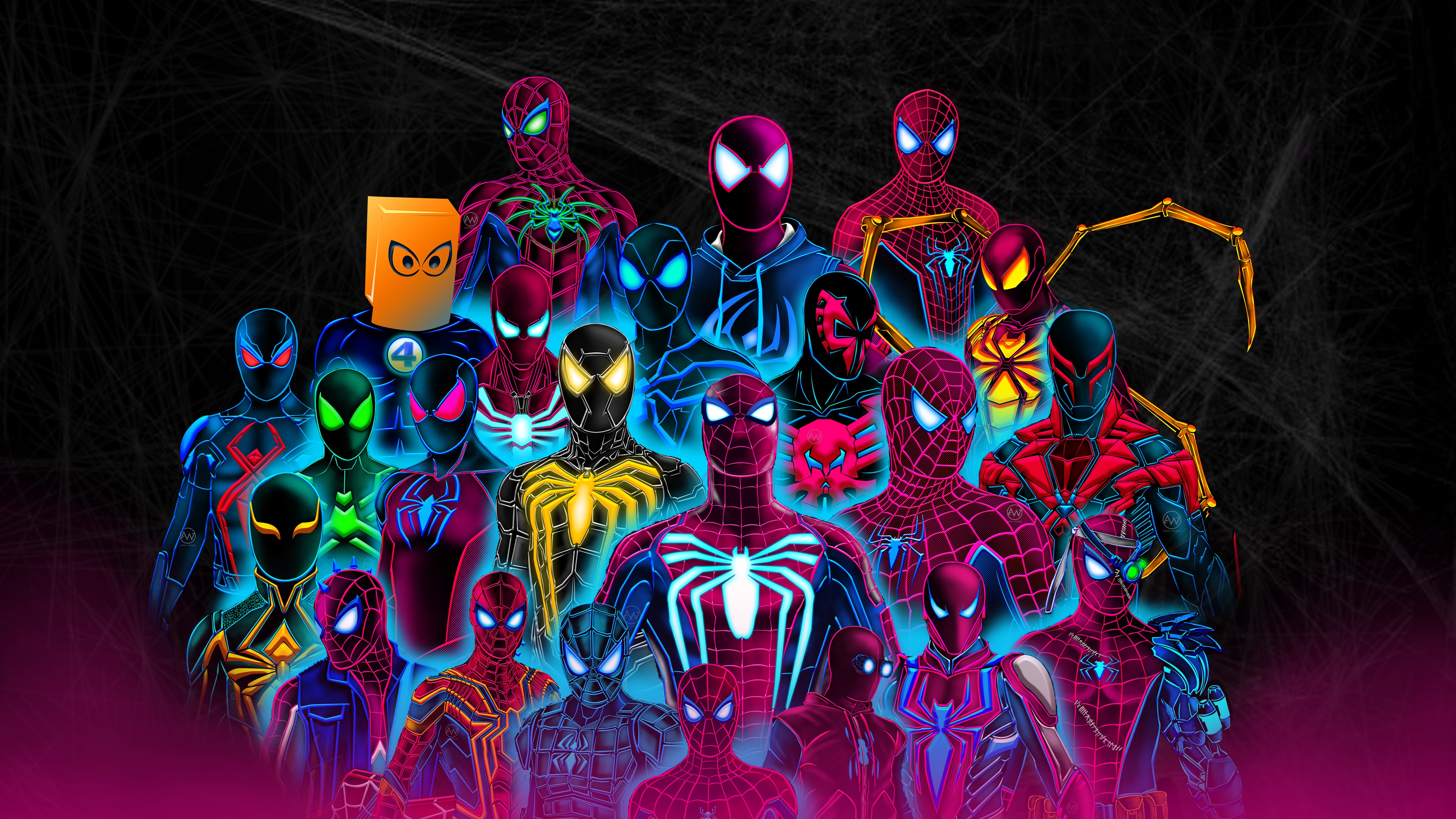 Spider-Man and Friends Digital Art 4K HD Wallpaper