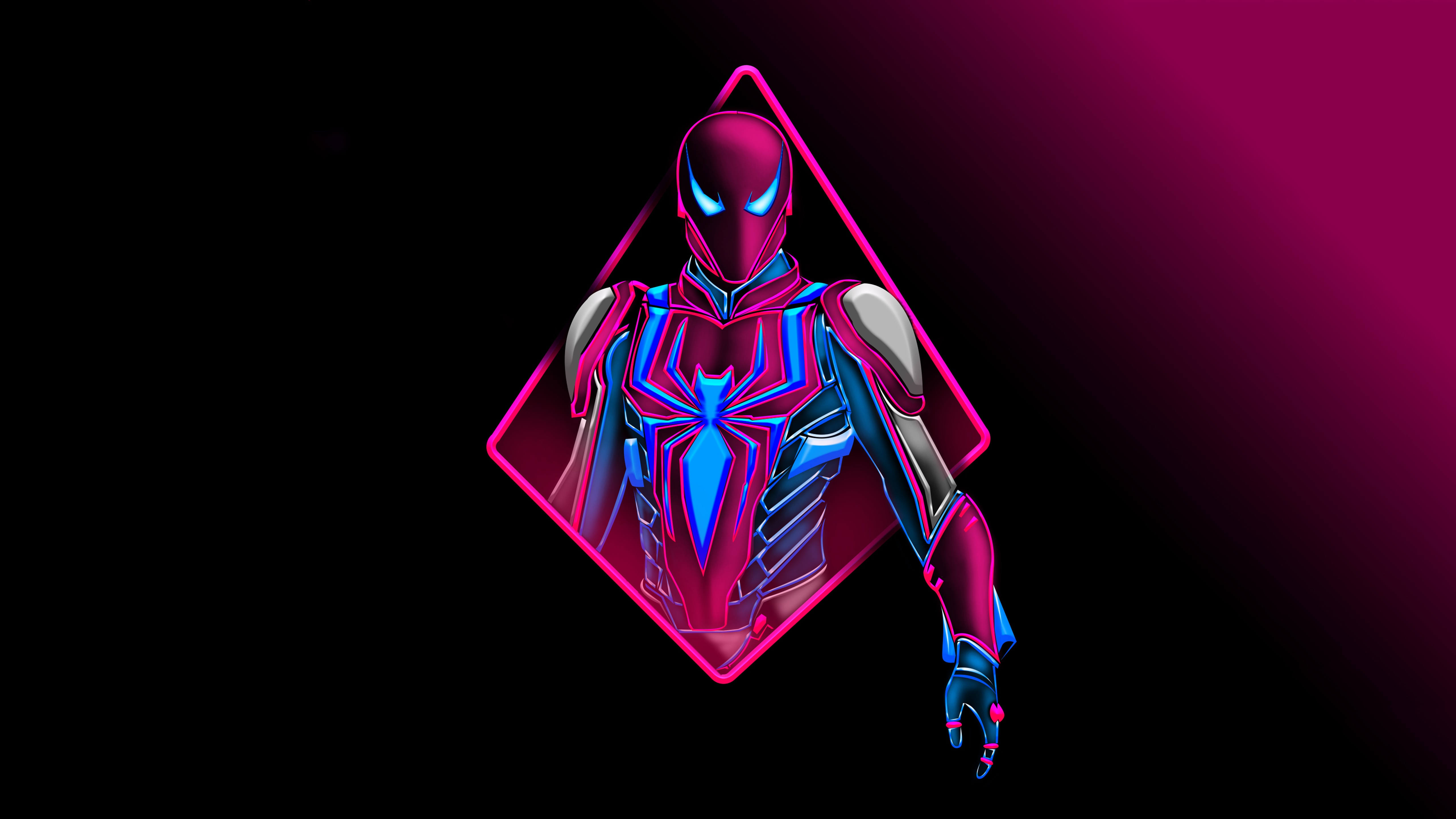 Spiderman Artwork with Neon Pink Diamond HD Wallpaper