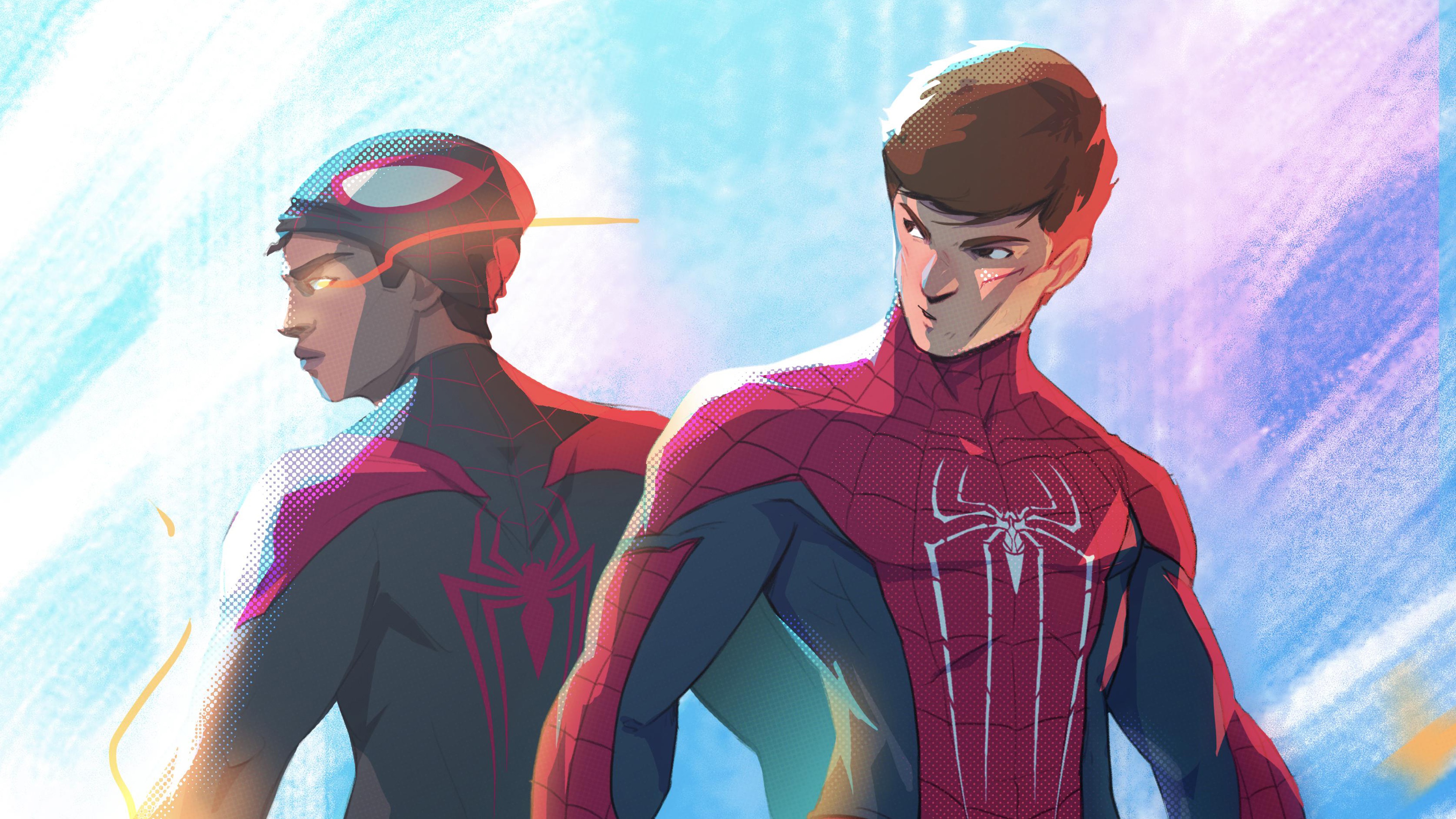 Miles Morales and Spider-Man artwork HD Wallpaper