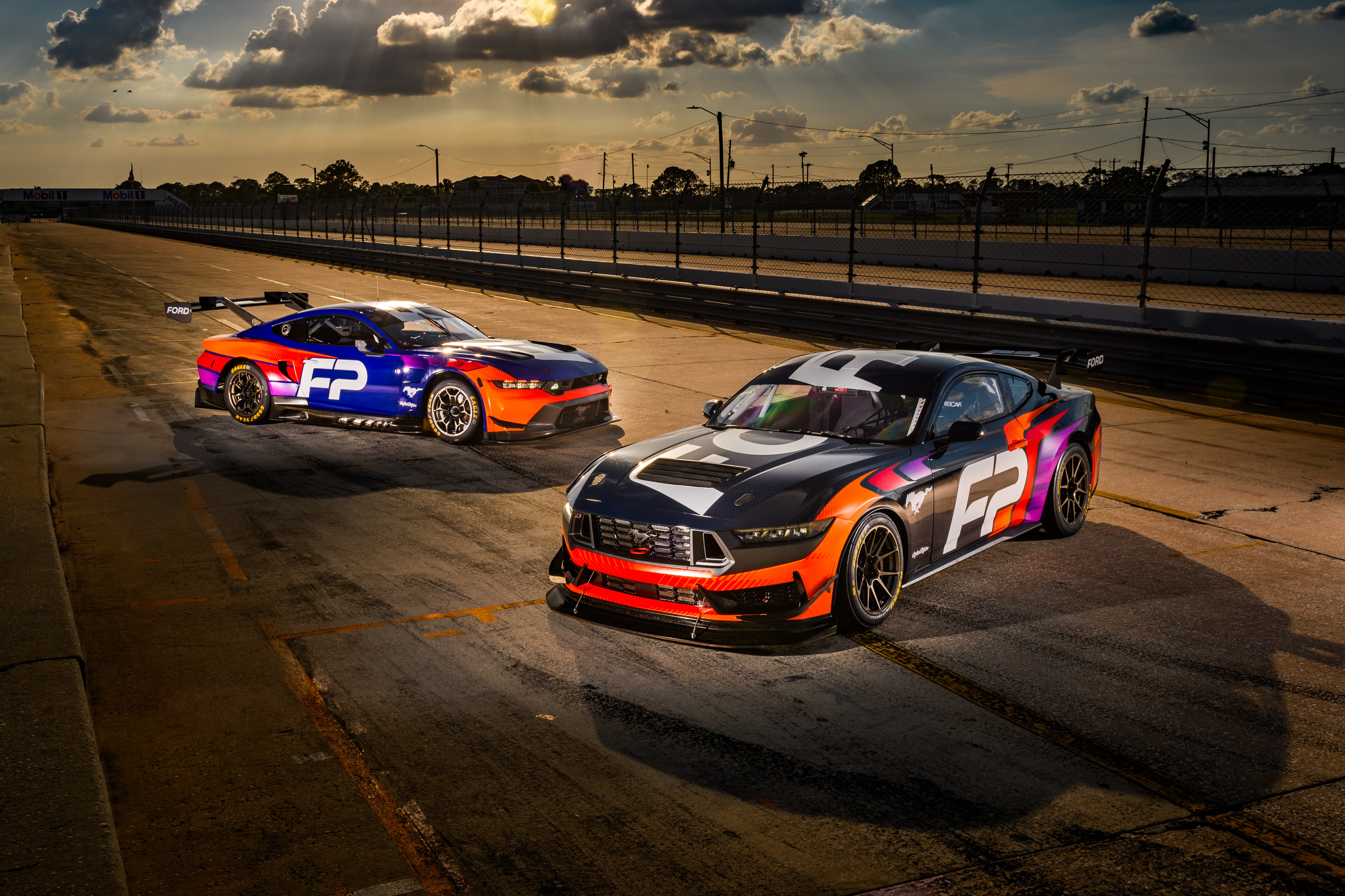 Ford Mustang GT4 race cars on track HD Wallpaper
