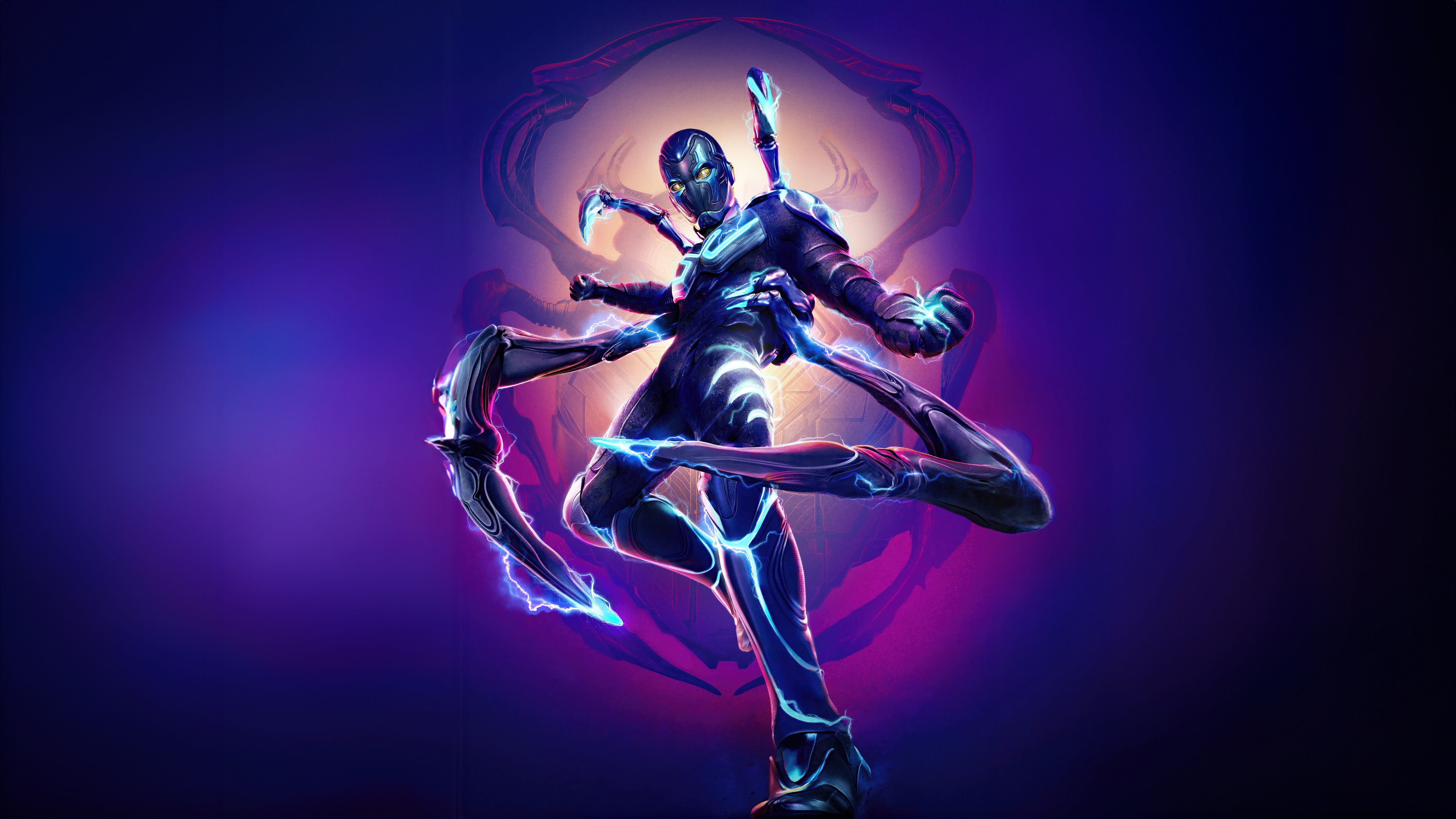 Blue Beetle with Scorpion-like Appendages HD Wallpaper