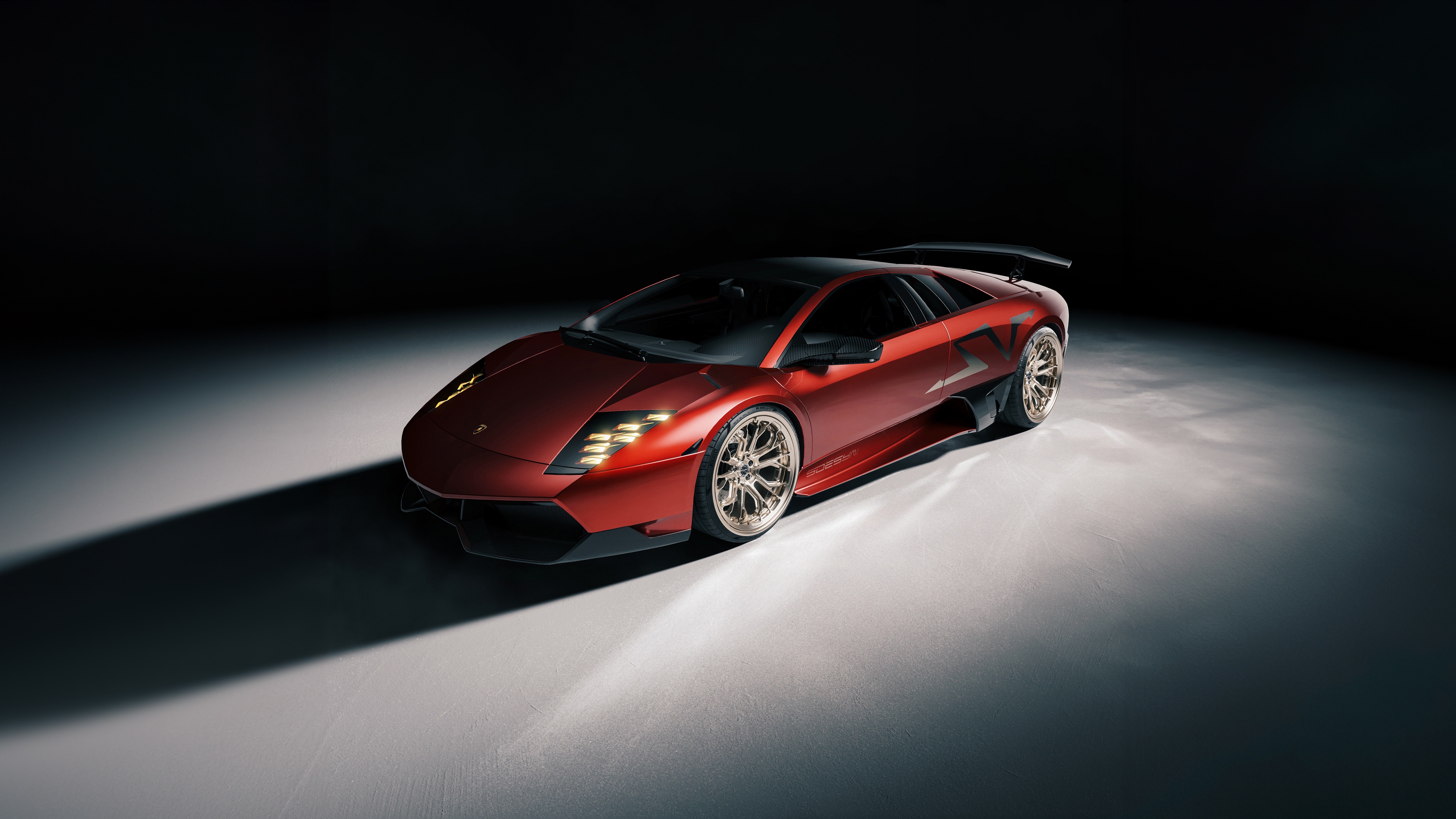 Red Lamborghini Murcielago with Custom Wheels HD Wallpaper
