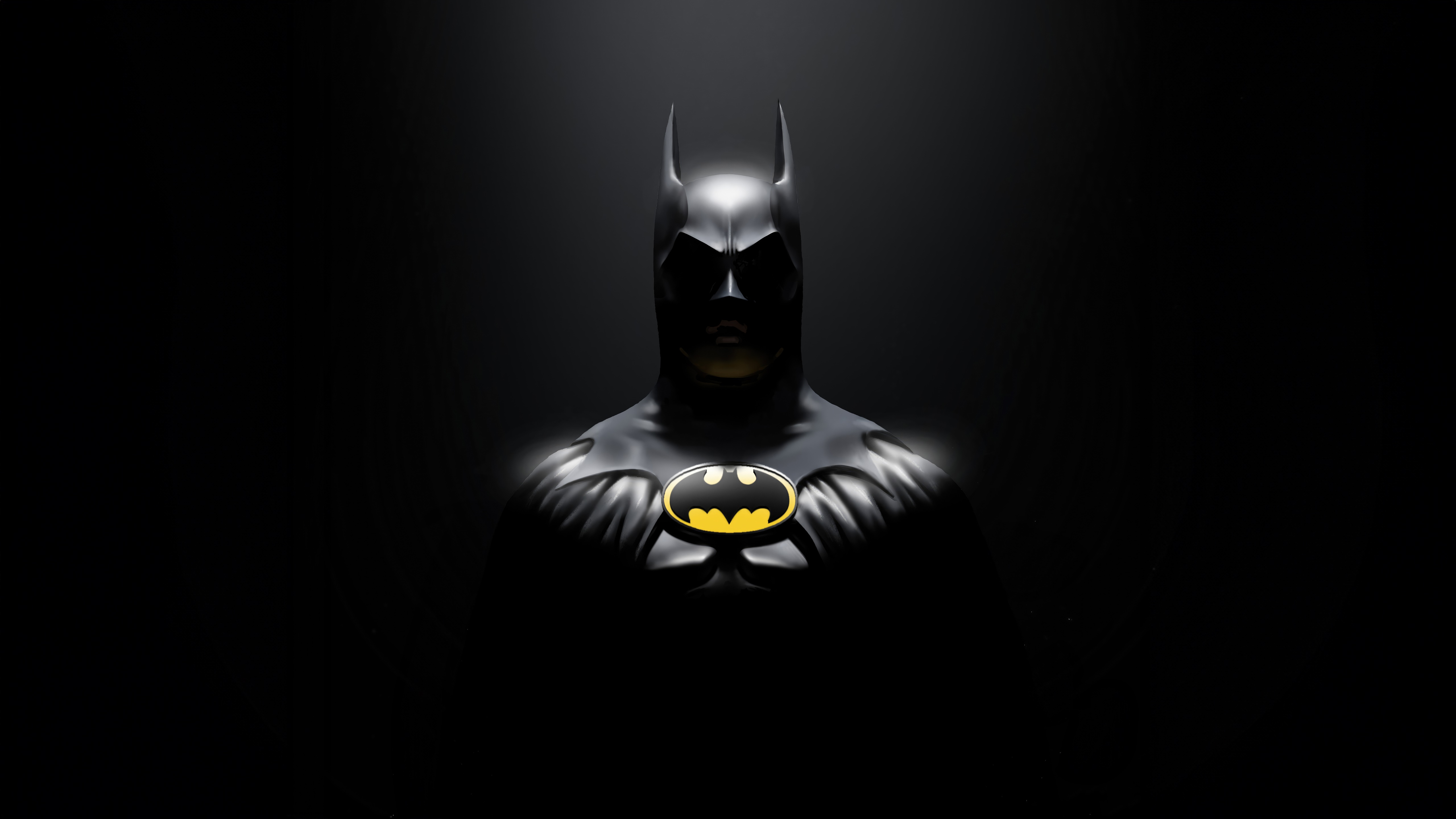 Batman bust with yellow bat symbol HD Wallpaper