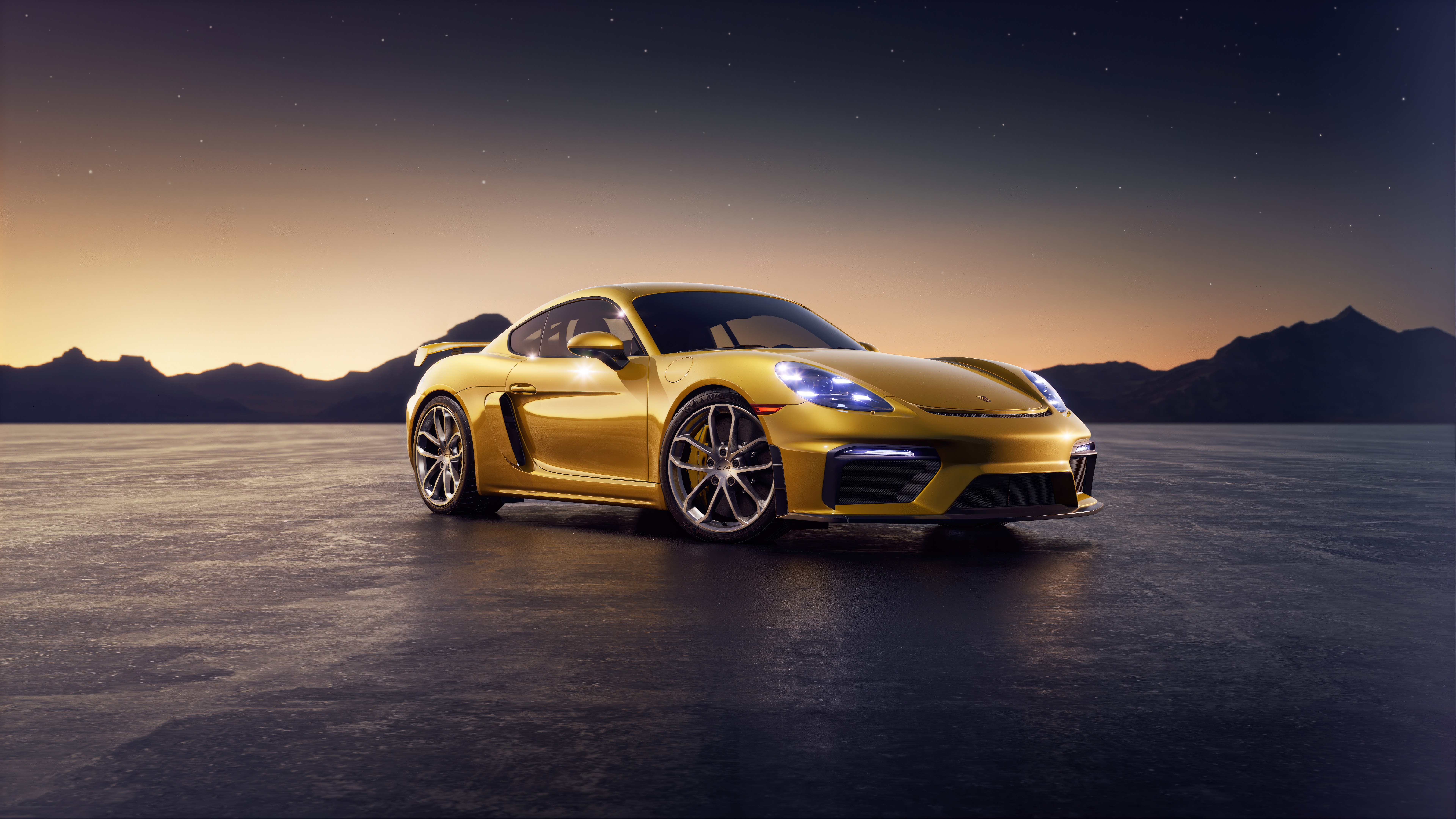 Yellow Porsche 718 Cayman GT4 RS 4K HD Wallpaper
