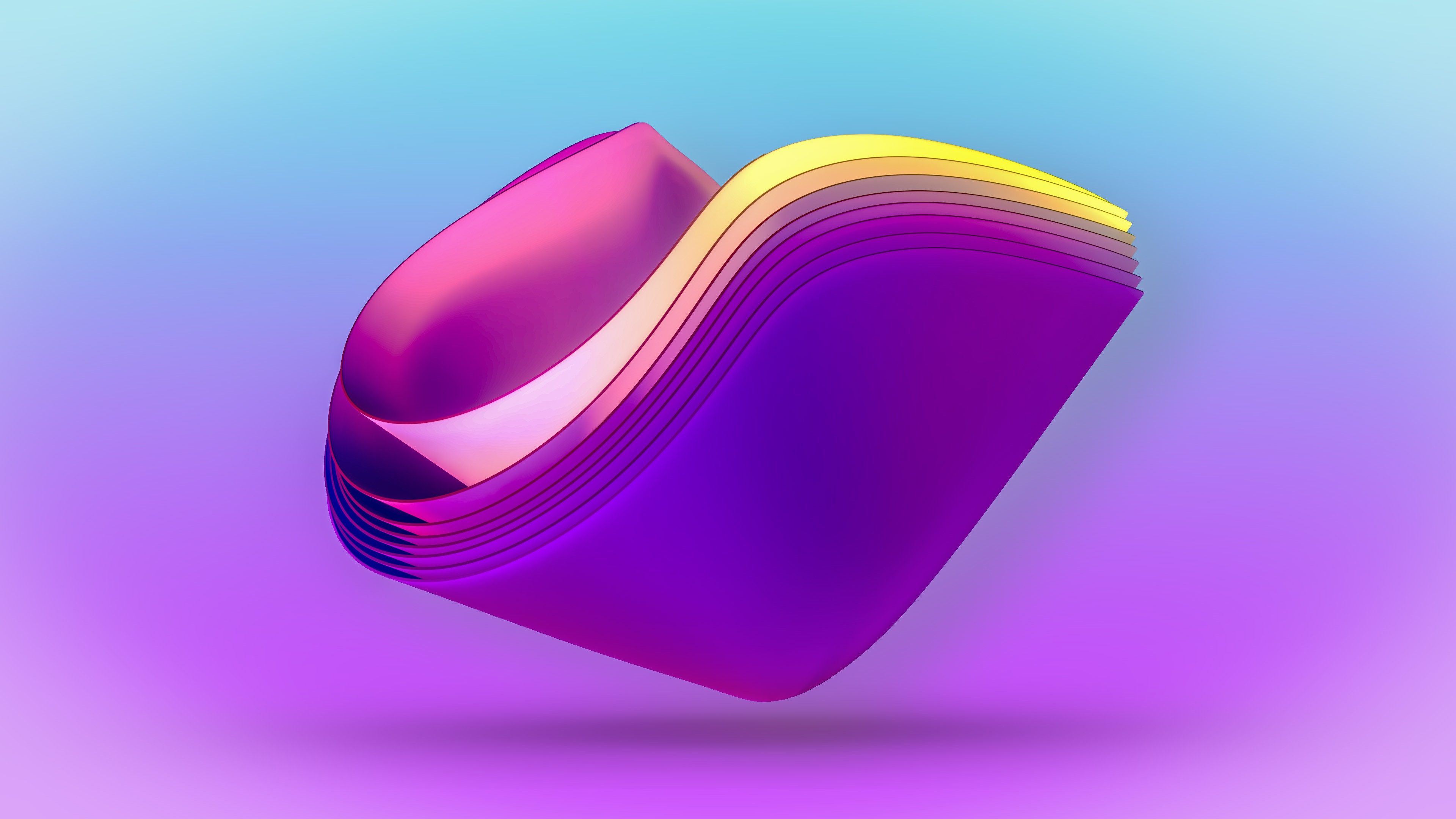 Abstract digital art with purple and pink waves HD Wallpaper