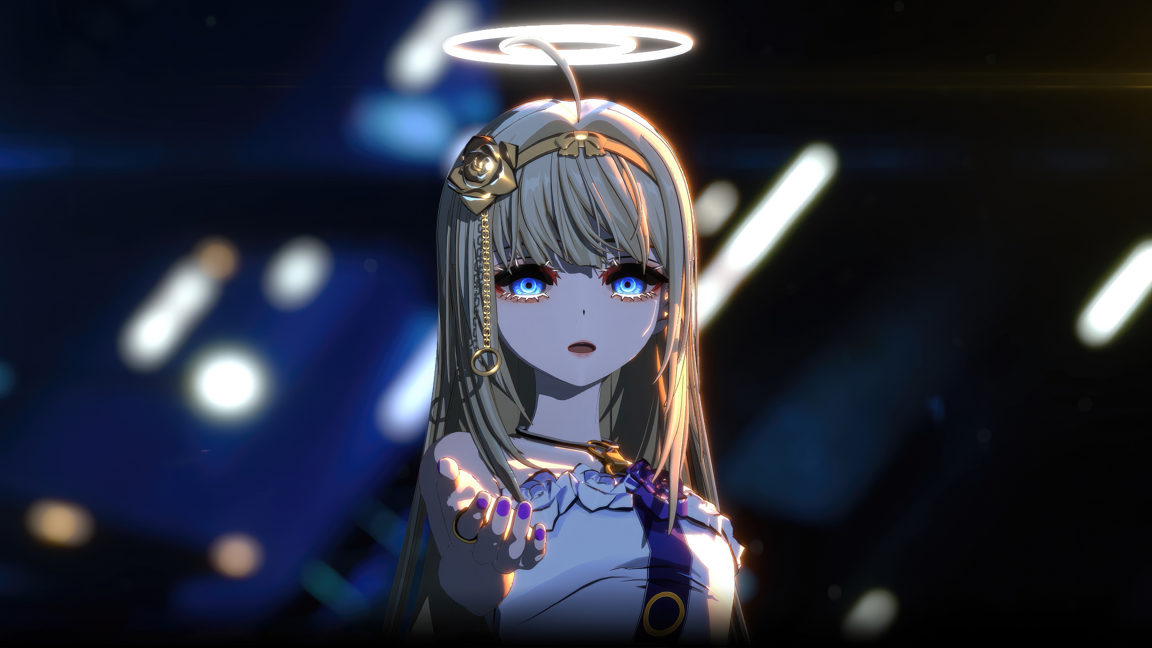 CryMachina character with halo and blue eyes HD Wallpaper