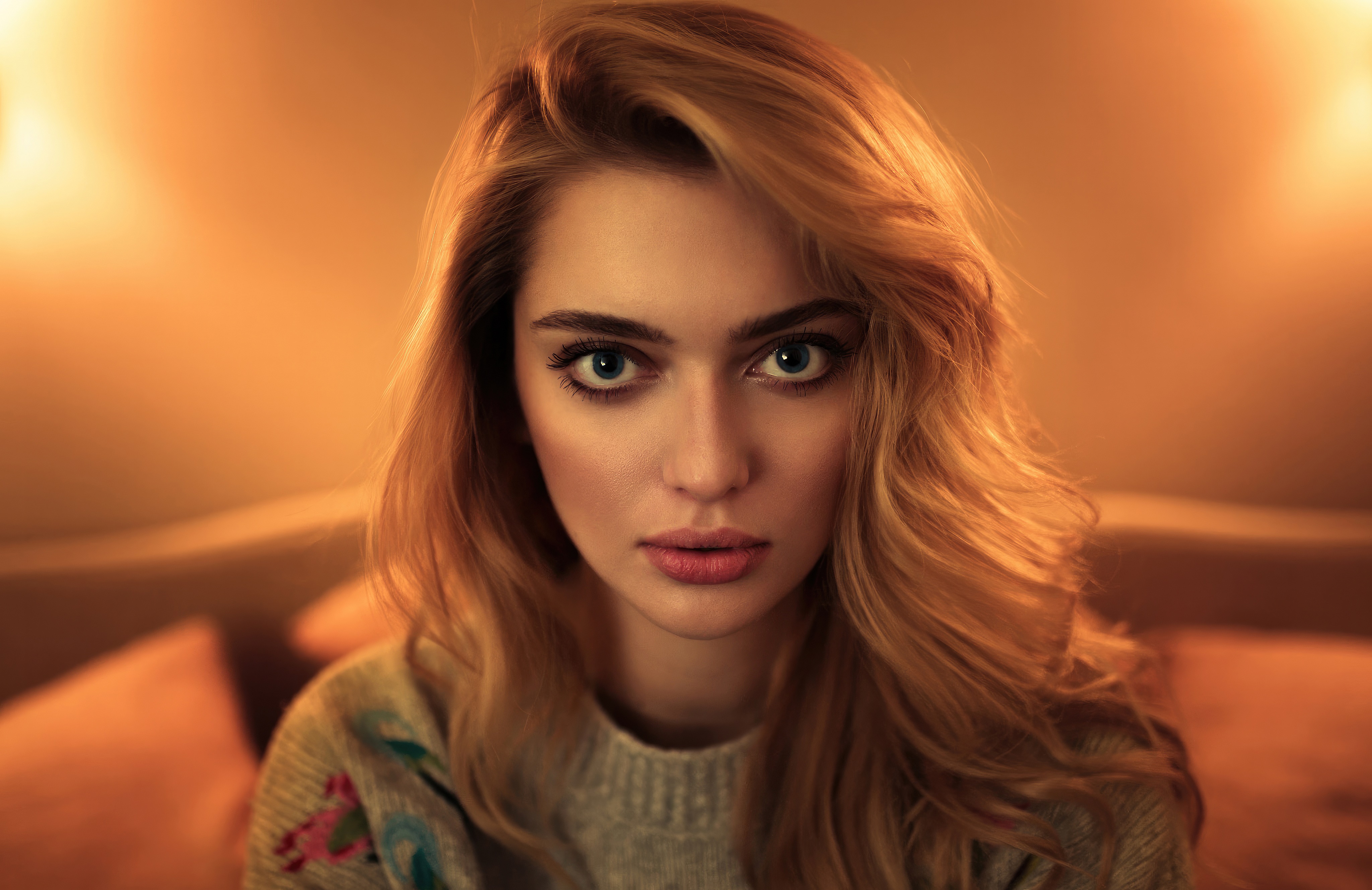 Model with blue eyes in 4K HD Wallpaper