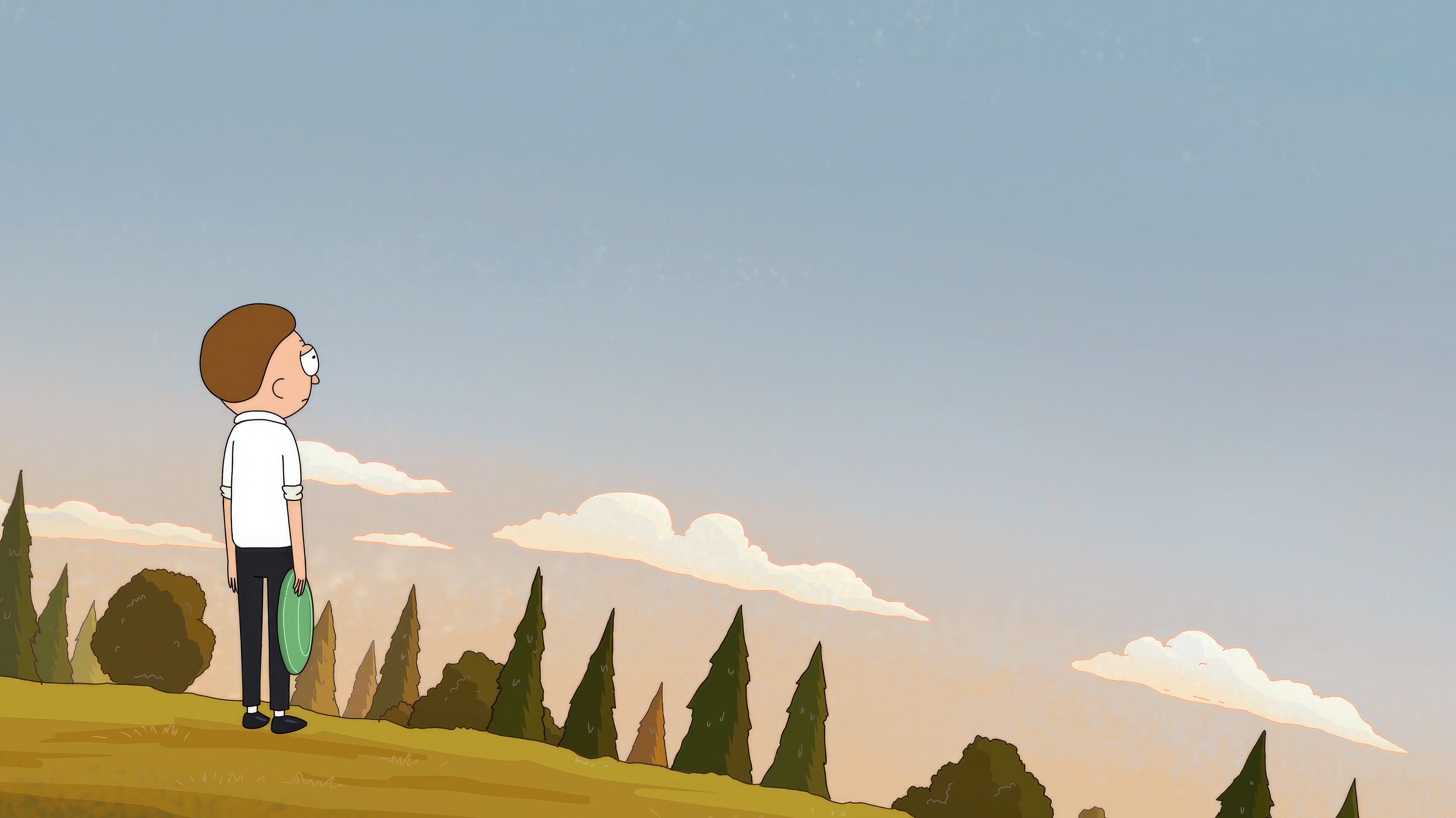 Morty from Rick and Morty holding a frisbee HD Wallpaper