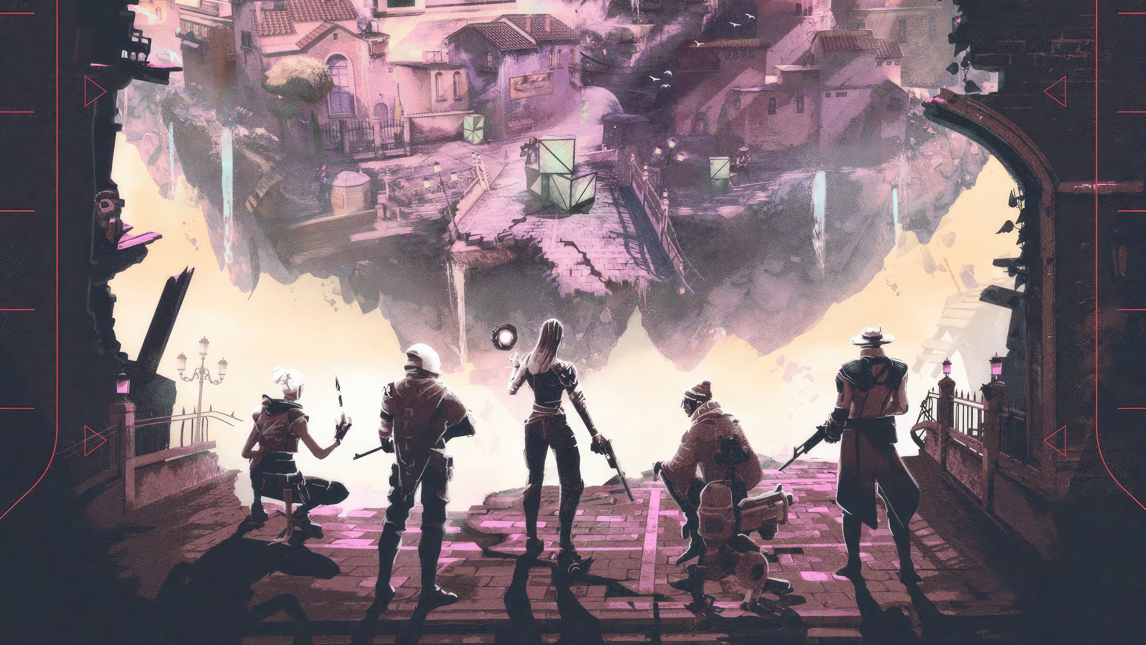 Valorant characters on floating islands HD Wallpaper