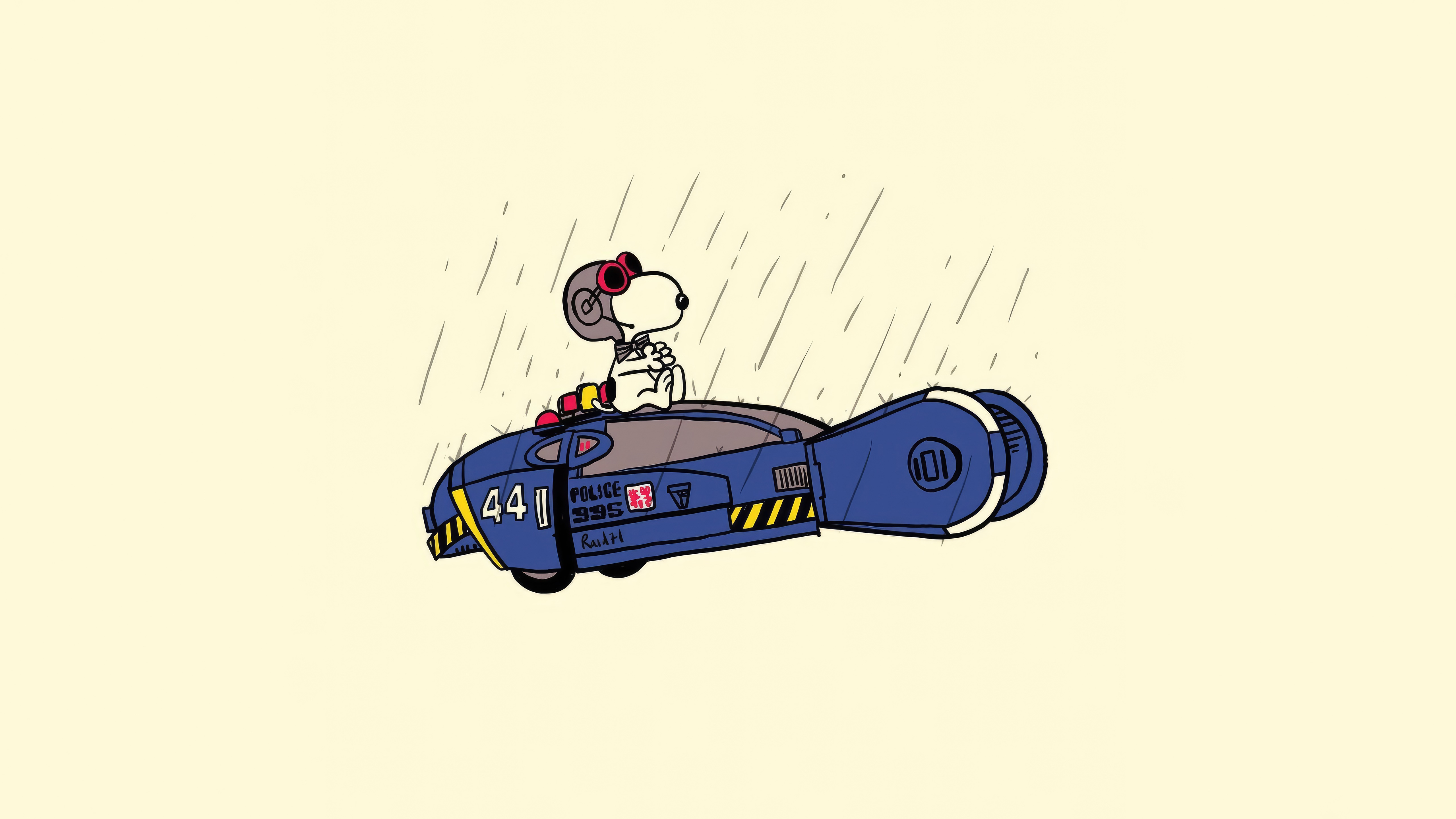 Snoopy in a Blade Runner police spinner HD Wallpaper